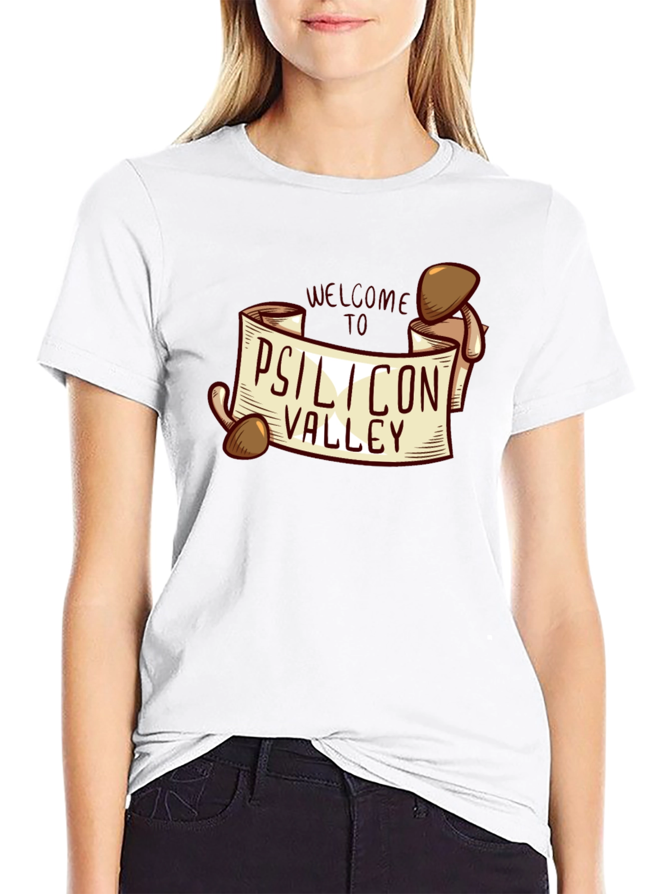 Black Psilicon Valley T-Shirt - Funny Mushroom Graphic Tee view 9