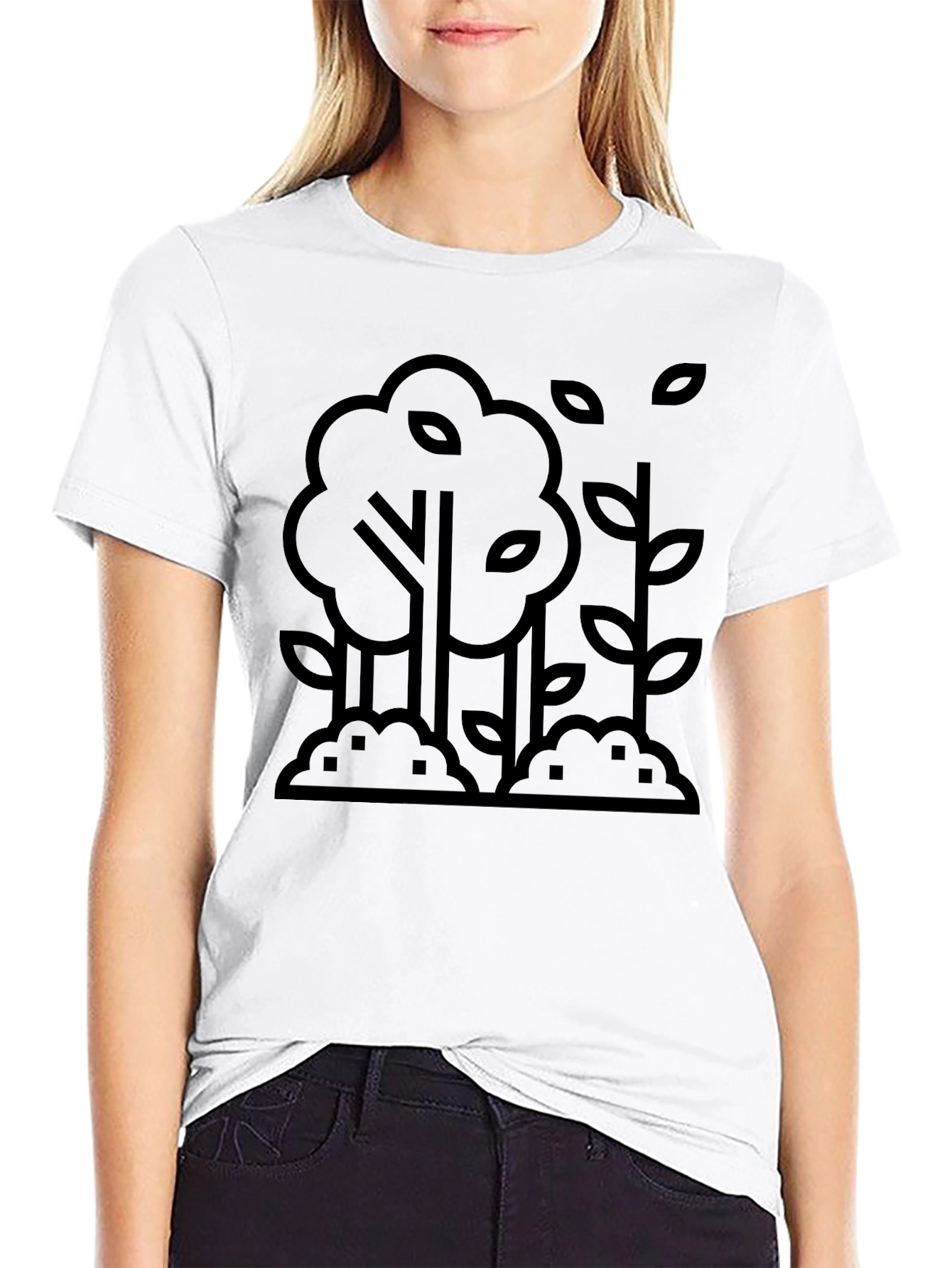 Black Nature Inspired Graphic T-Shirt view 9