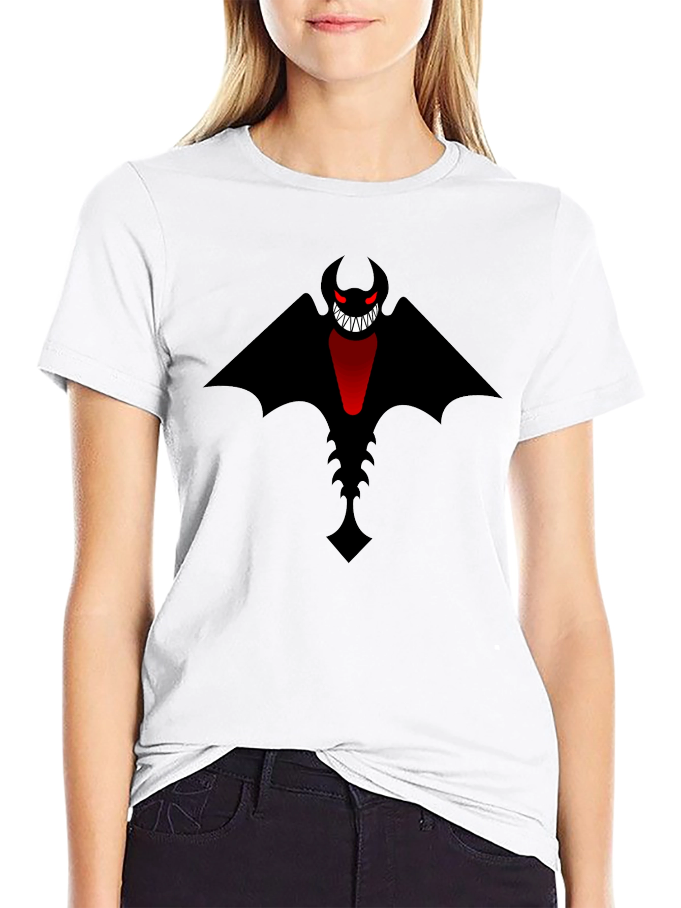 Black Men's Black T-Shirt - Bat Devil Graphic Tee view 9