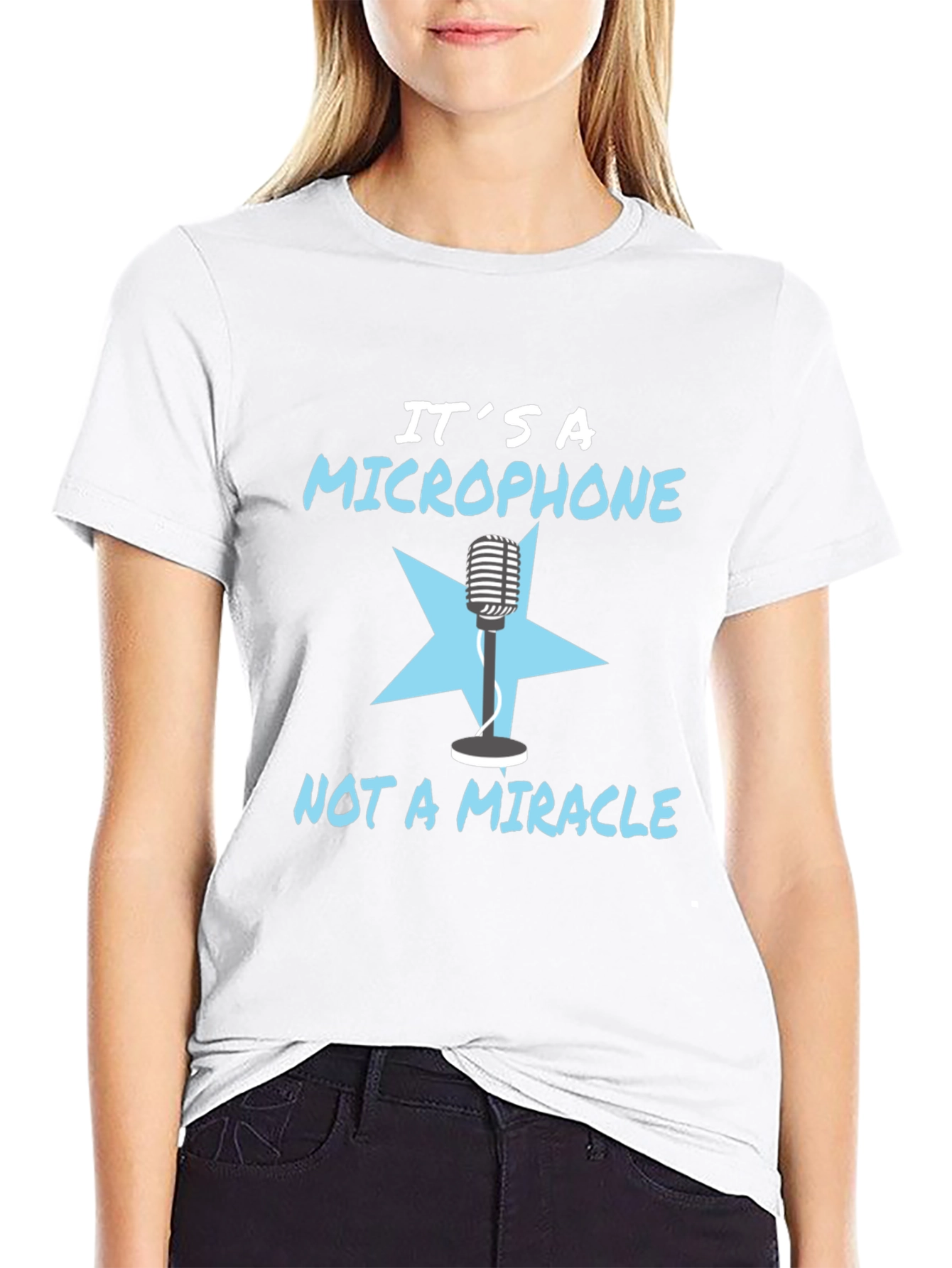 Black It's a Microphone, Not a Miracle Black T-Shirt view 9