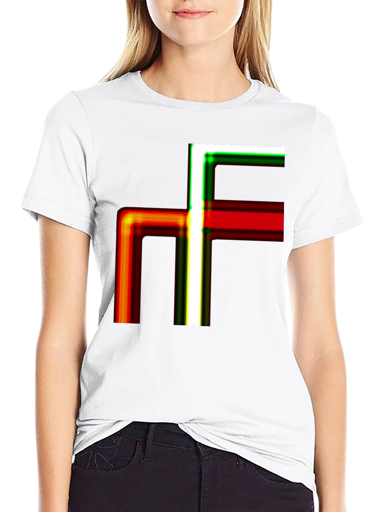 Black Abstract Geometric Line Art Graphic Tee - Modern Casual Shirt view 9