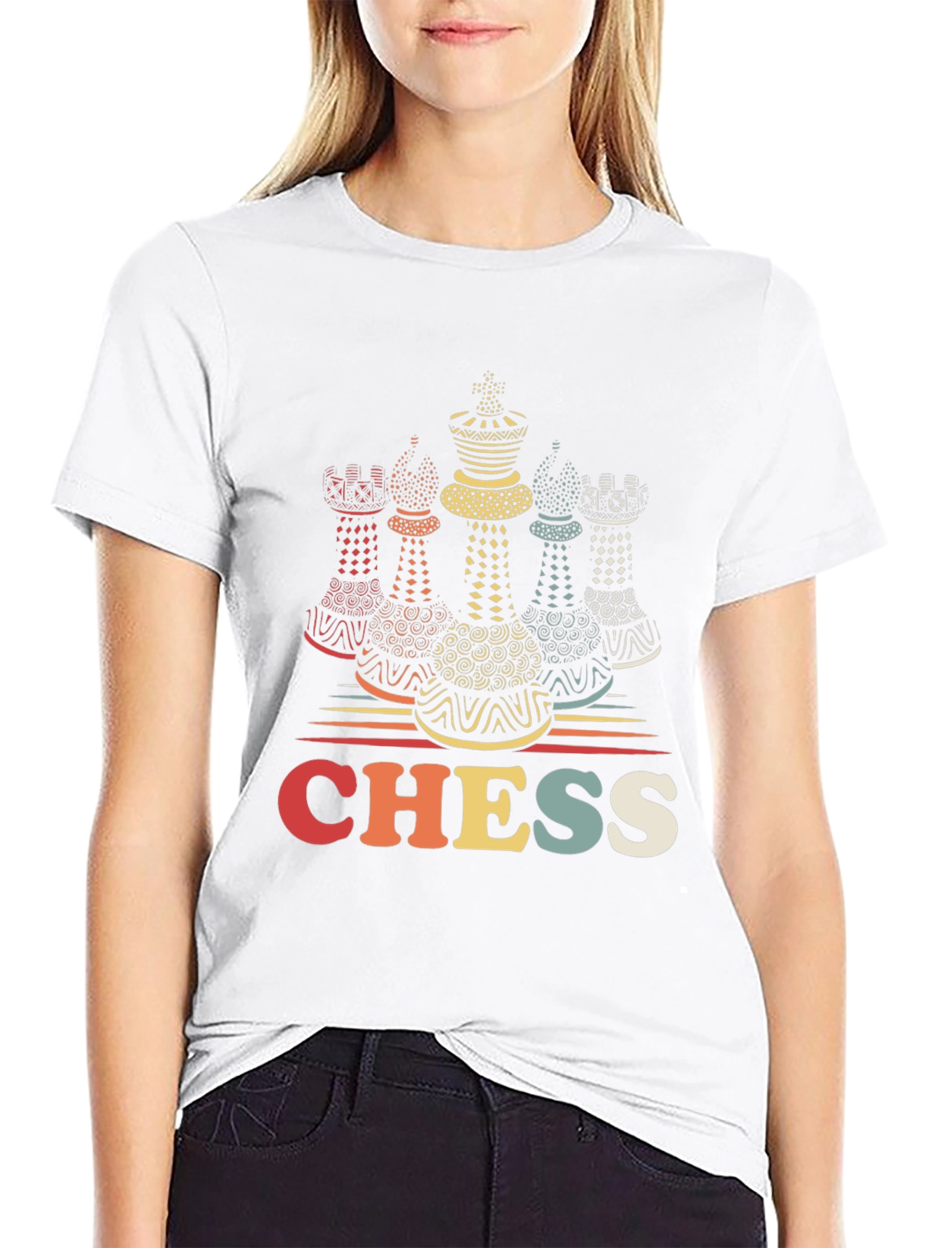 Black Retro Chess Piece Graphic T-Shirt view 9