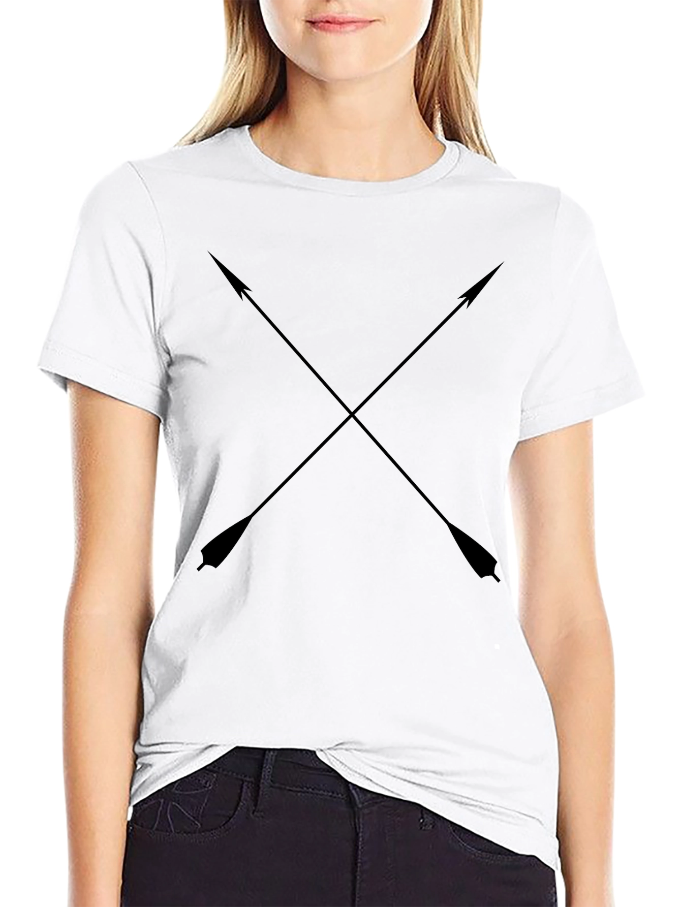 Black Crossed Arrows Graphic Tee - Black Cotton T-Shirt view 9