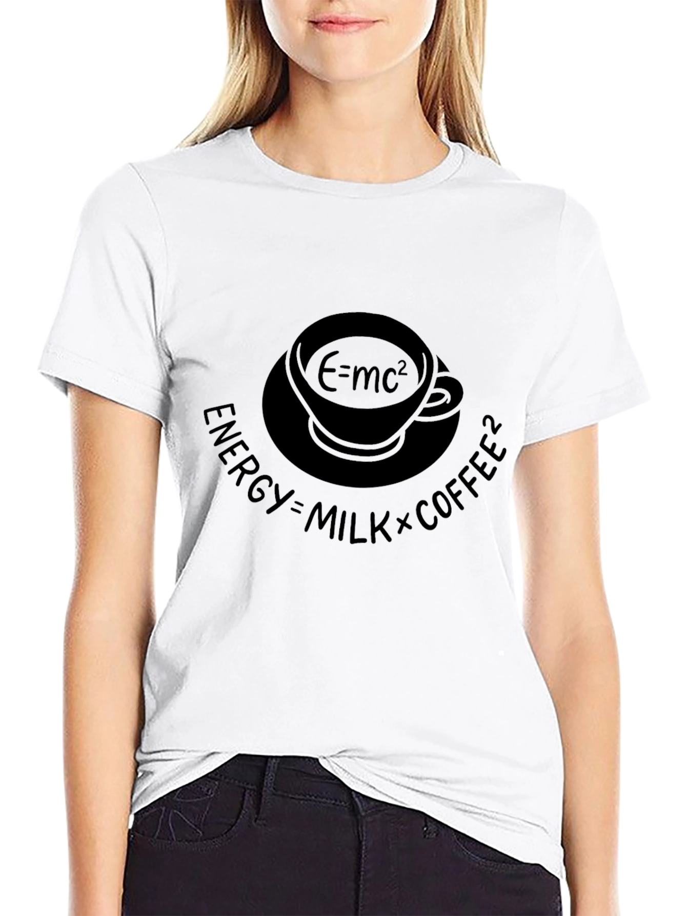 Black Energy=Milk*Coffee² Funny Equation T-Shirt view 9