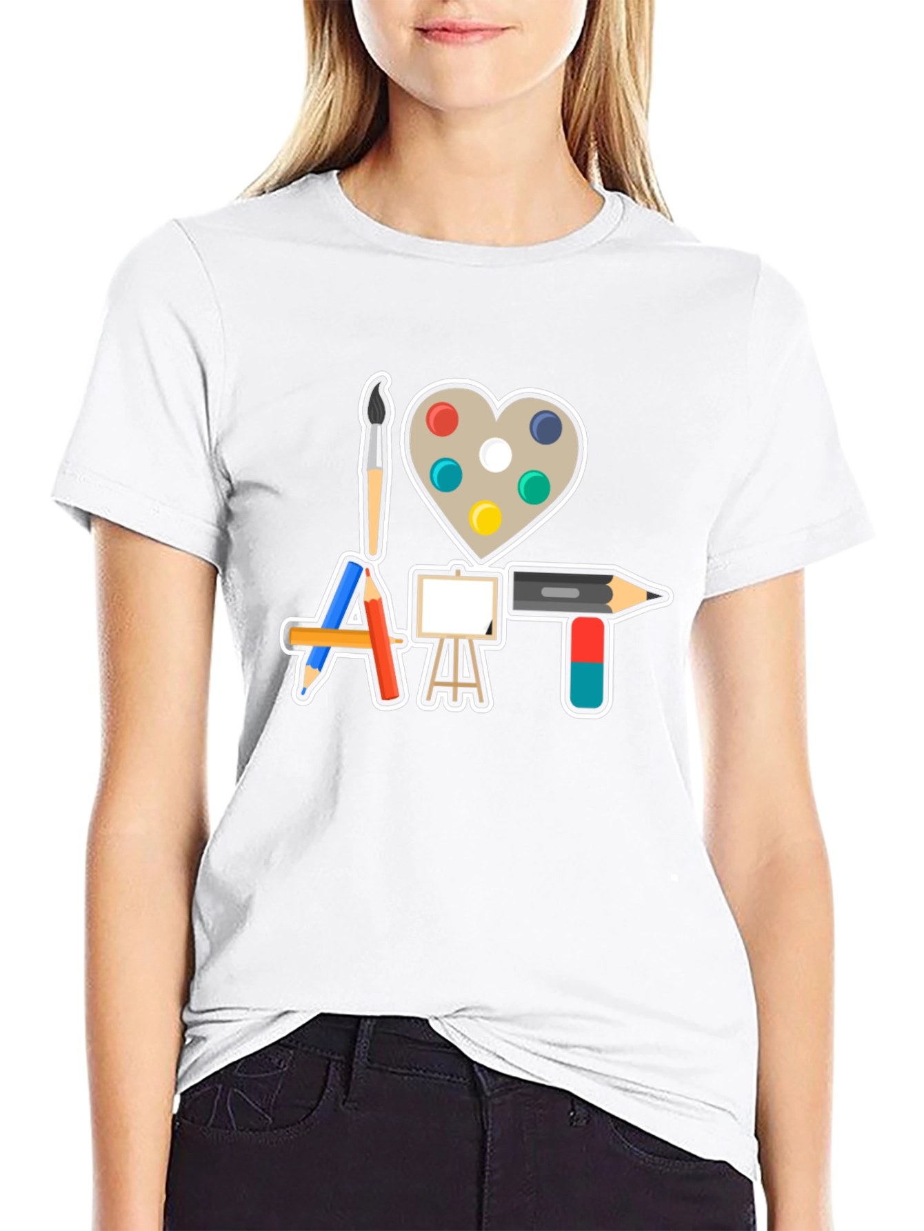 Black I Love Art T-Shirt - Creative Artist Design view 9