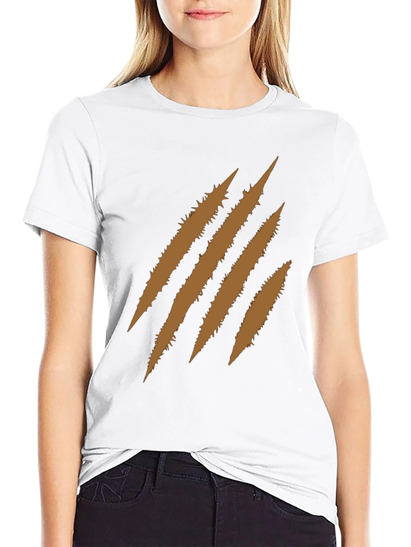 Black Men's Black T-Shirt with Brown Claw Mark Graphic view 9