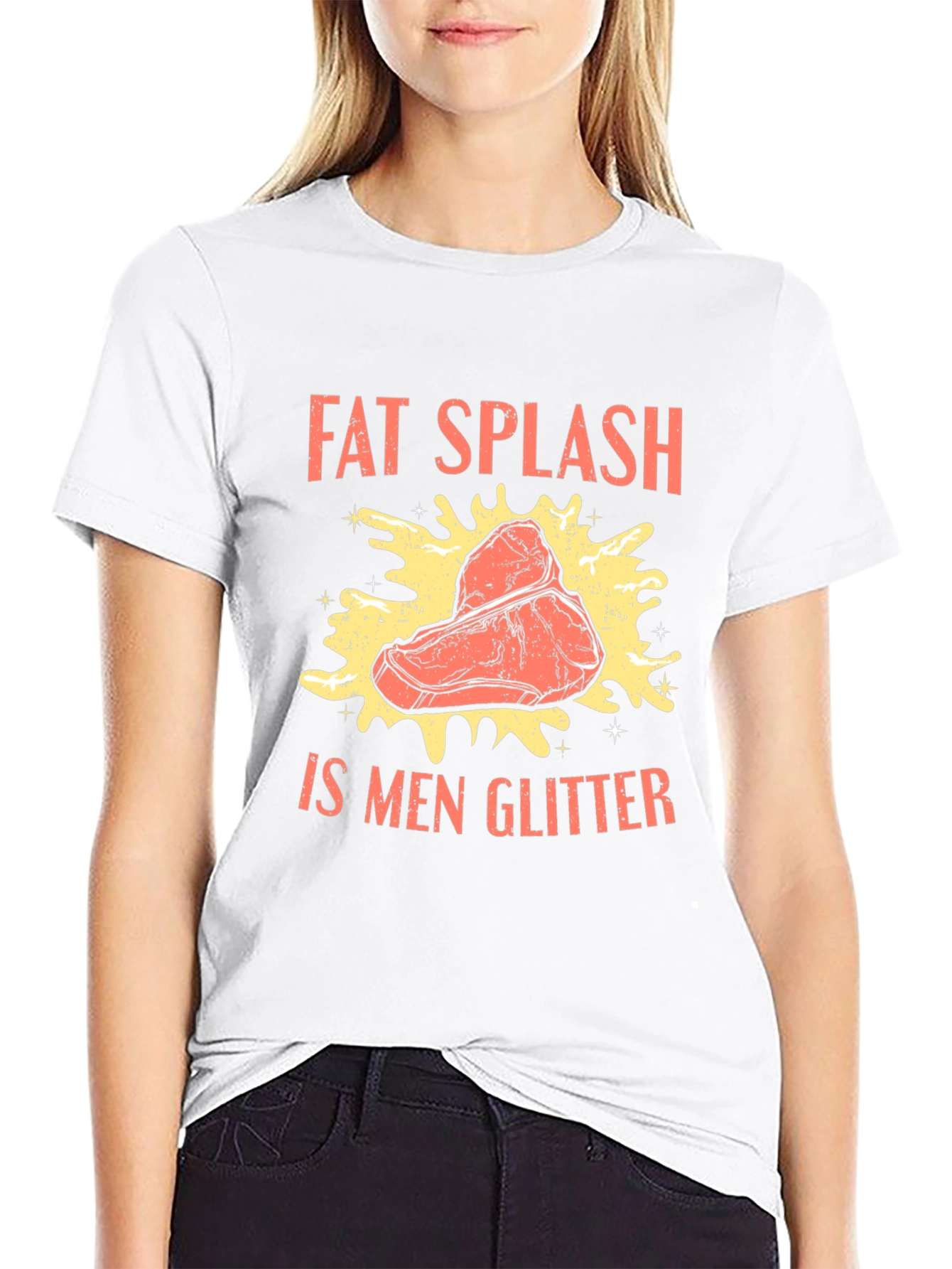 Black Fat Splash is Men Glitter T-Shirt view 9