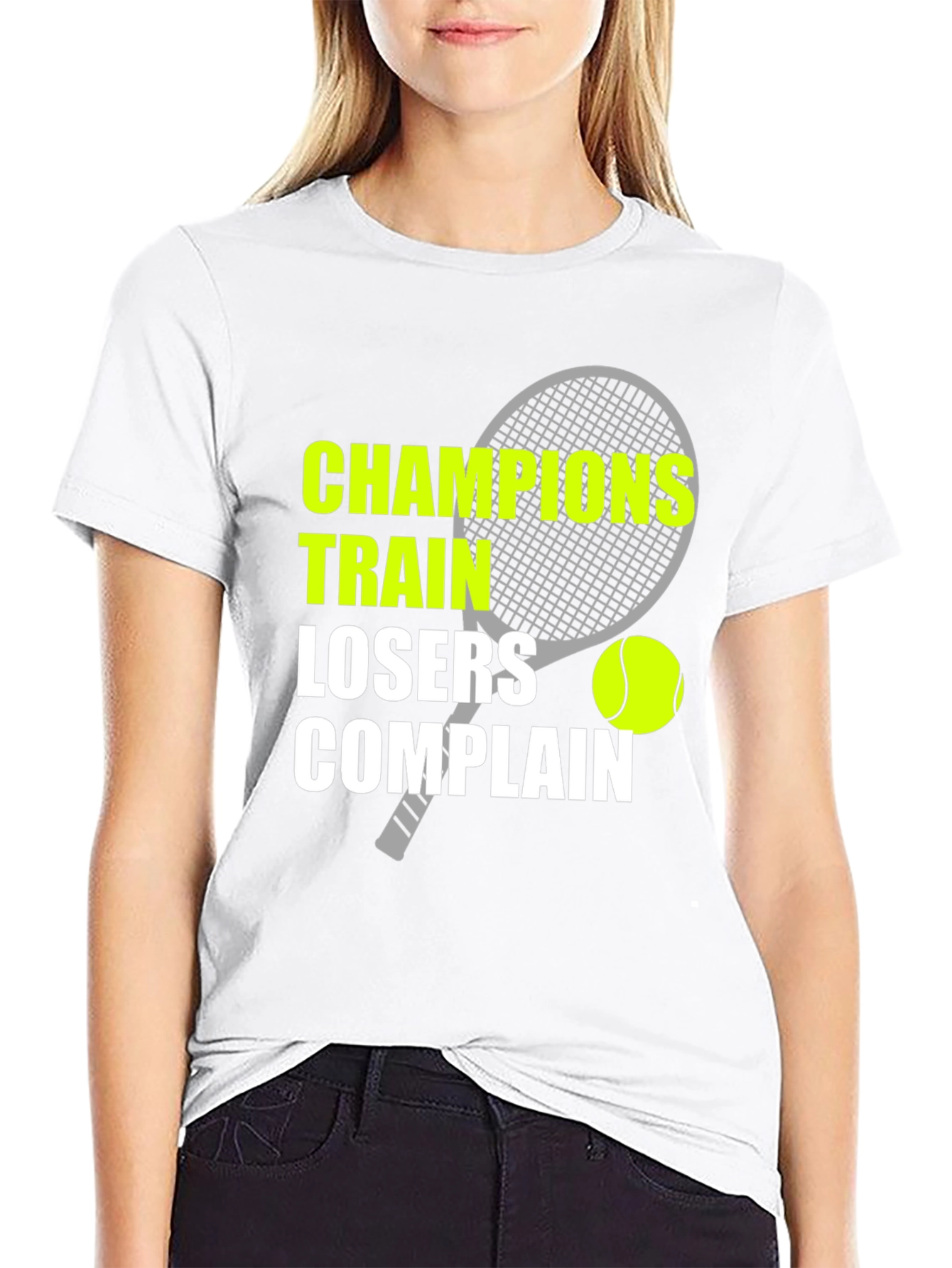 Black Champions Train T-Shirt Tennis Motivation view 9