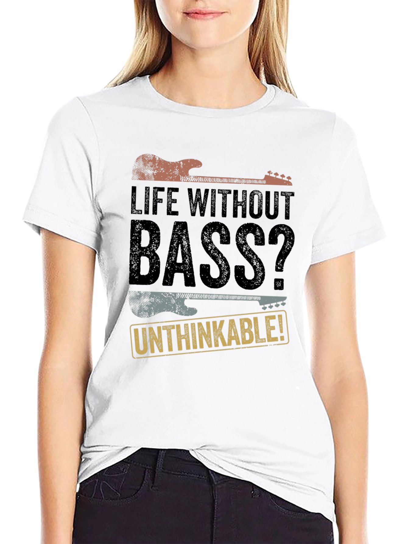 Black Life Without Bass? T-Shirt - Musician Apparel view 9