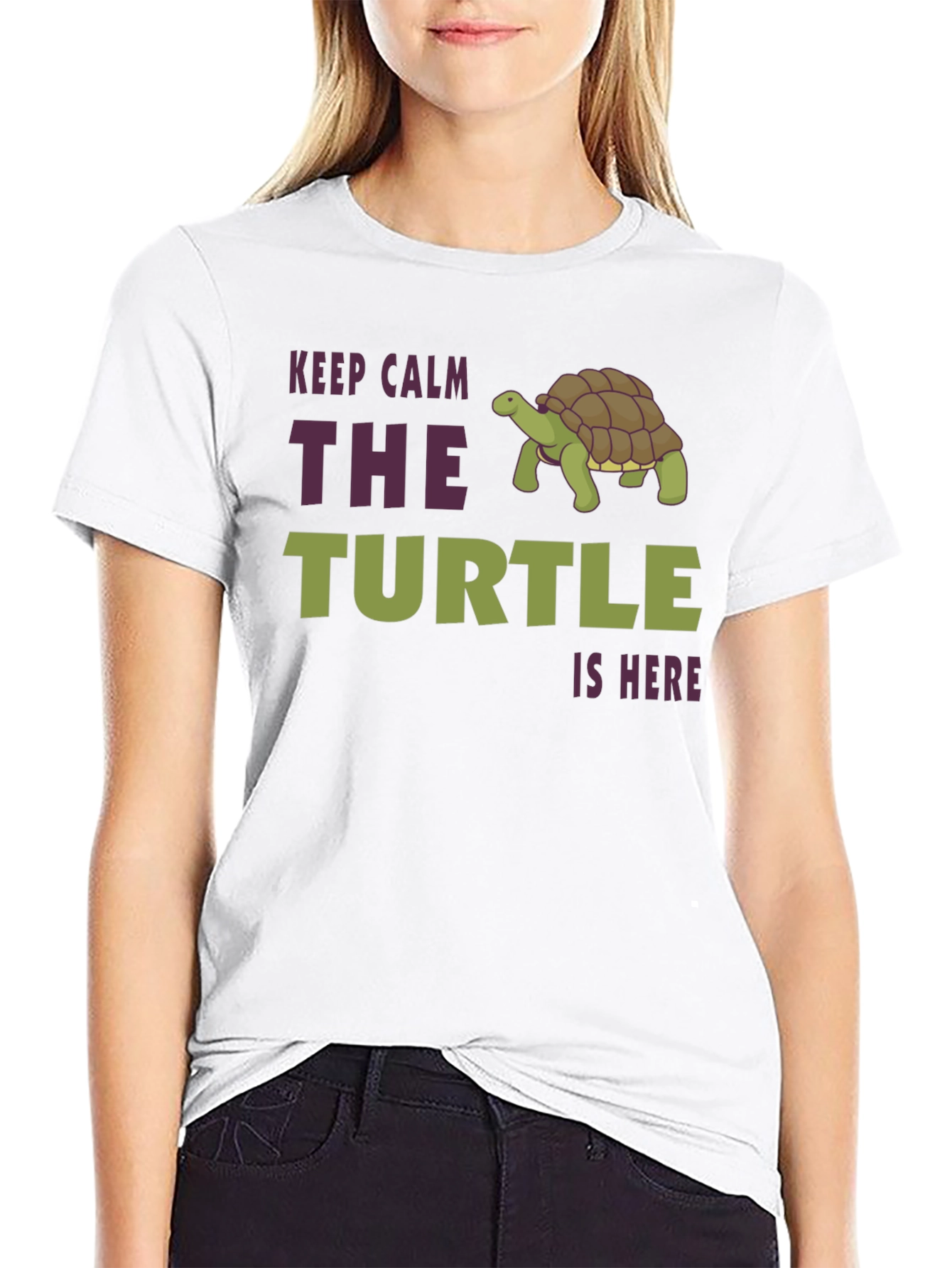 Black Keep Calm The Turtle Is Here Graphic T-Shirt view 9