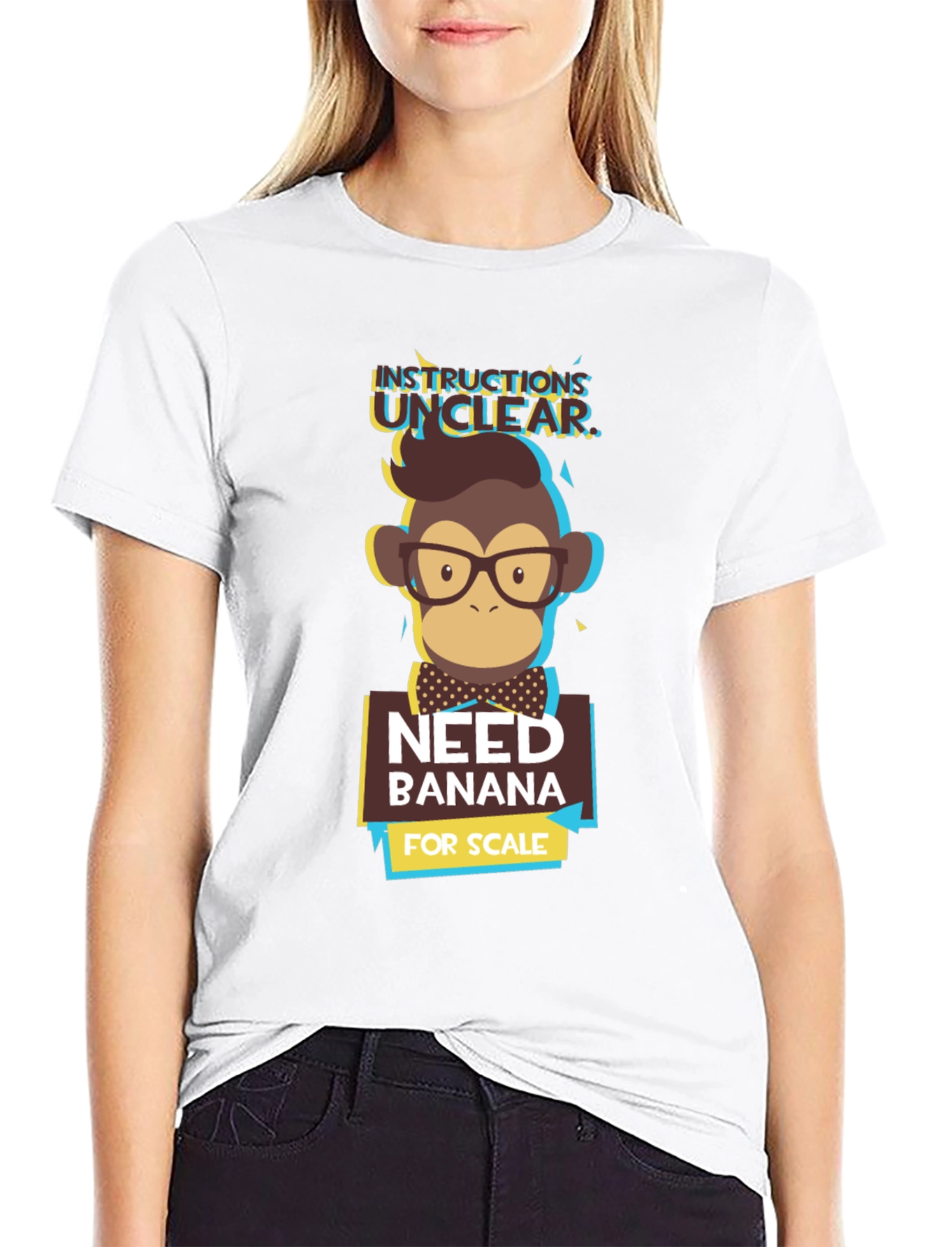 Black Instructions Unclear T-Shirt - Funny Monkey Design view 9