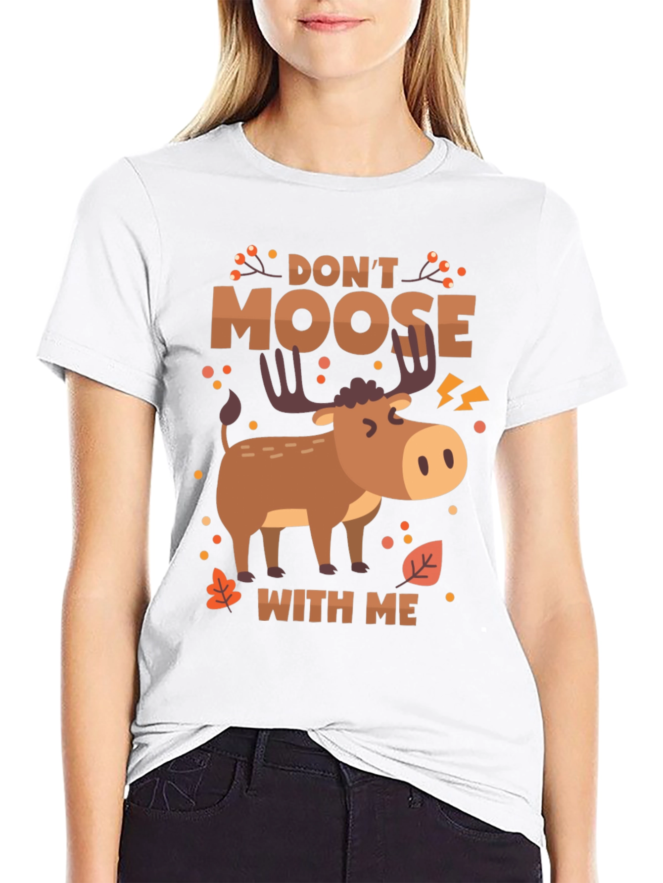 Black Don't Moose With Me Funny Graphic T-Shirt view 9