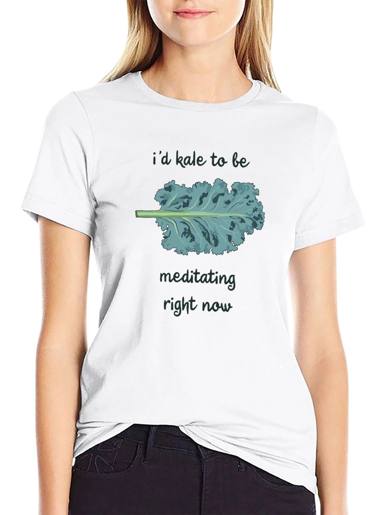 Black I'd Kale to be Meditating T-Shirt view 9