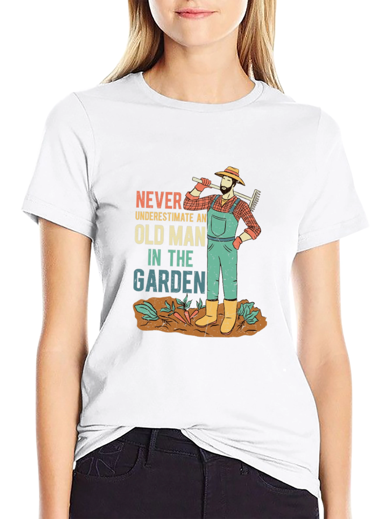 Black Old Man in the Garden Graphic Tee - Gardener Gift view 9