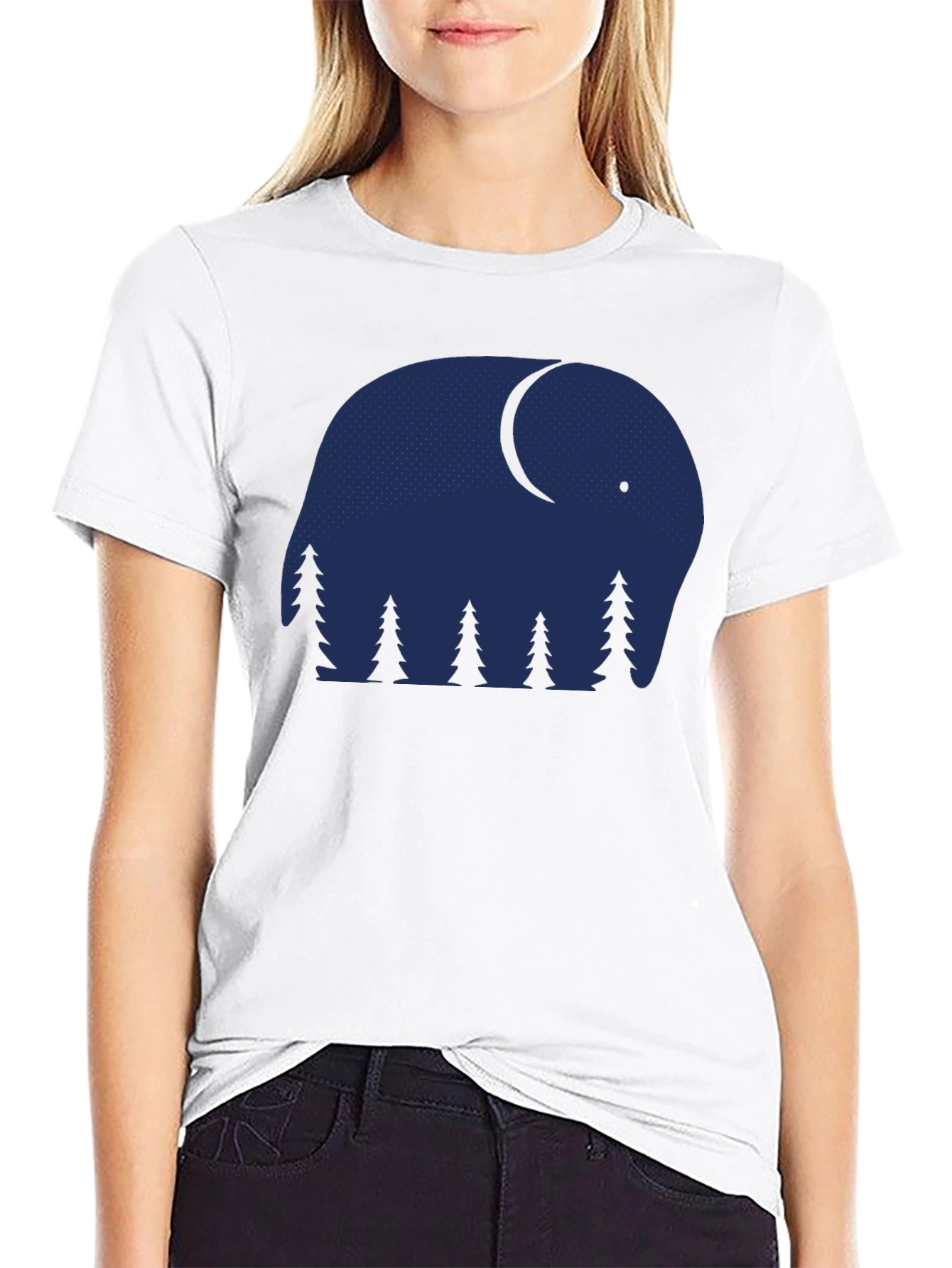 Black Elephant Nightscape Graphic Tee - Stylish & Unique! view 9