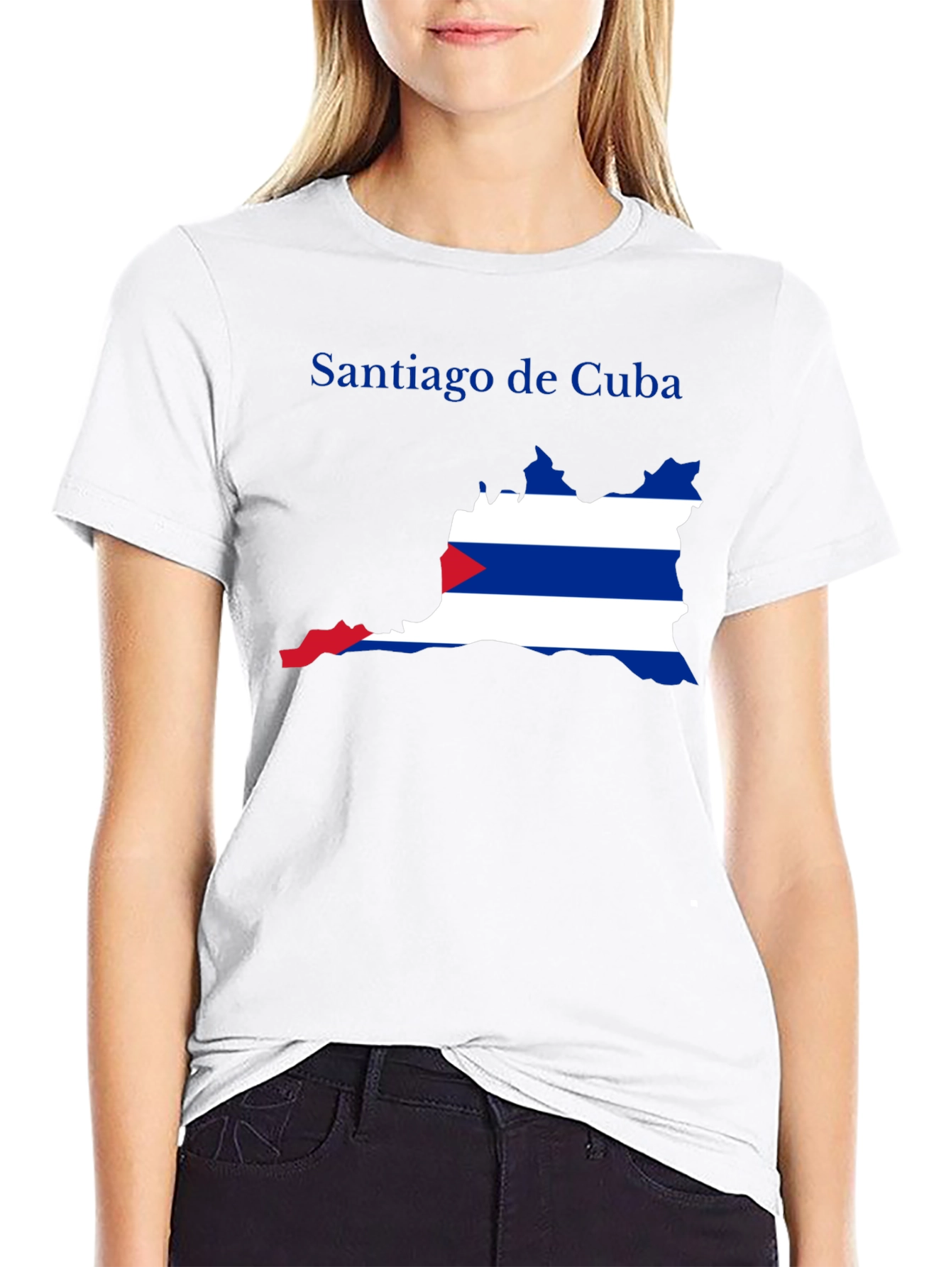 Black Santiago de Cuba Flag Graphic T-Shirt view 9