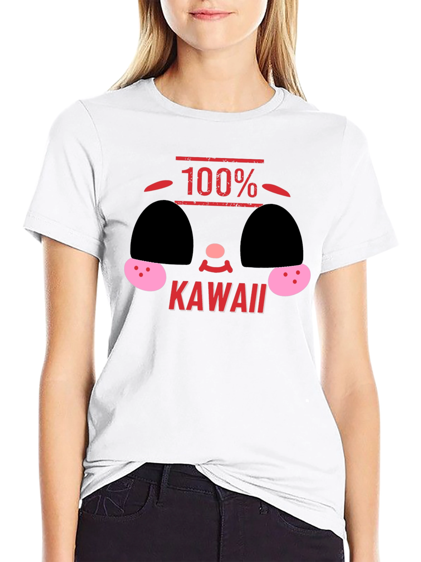 Black 100% Kawaii Graphic T-Shirt - Soft Black Tee view 9