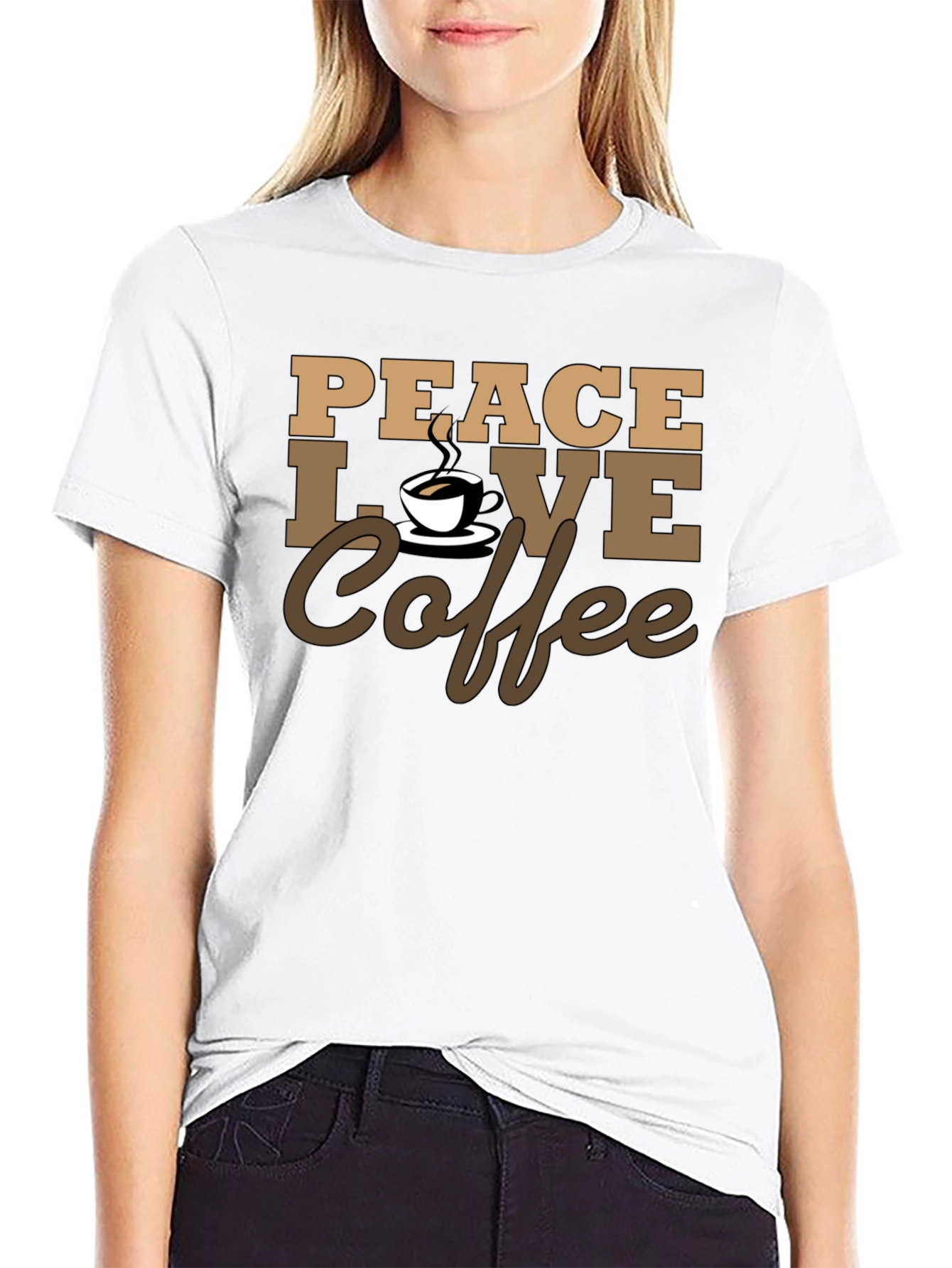 Black Peace Love Coffee T-Shirt - Stylish Casual Tee view 9