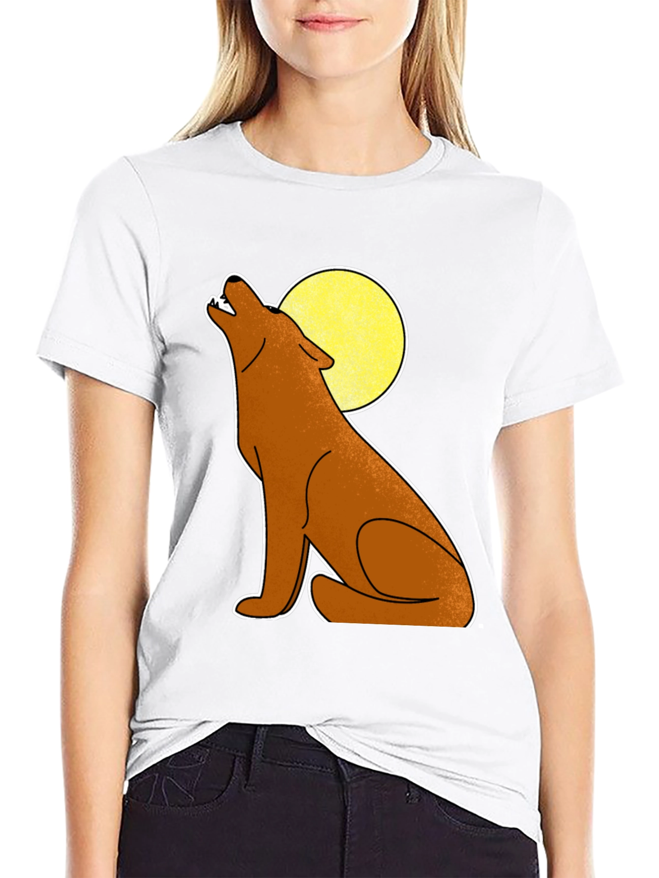 Black Wolf Howling at Moon Graphic Tee - Black view 9