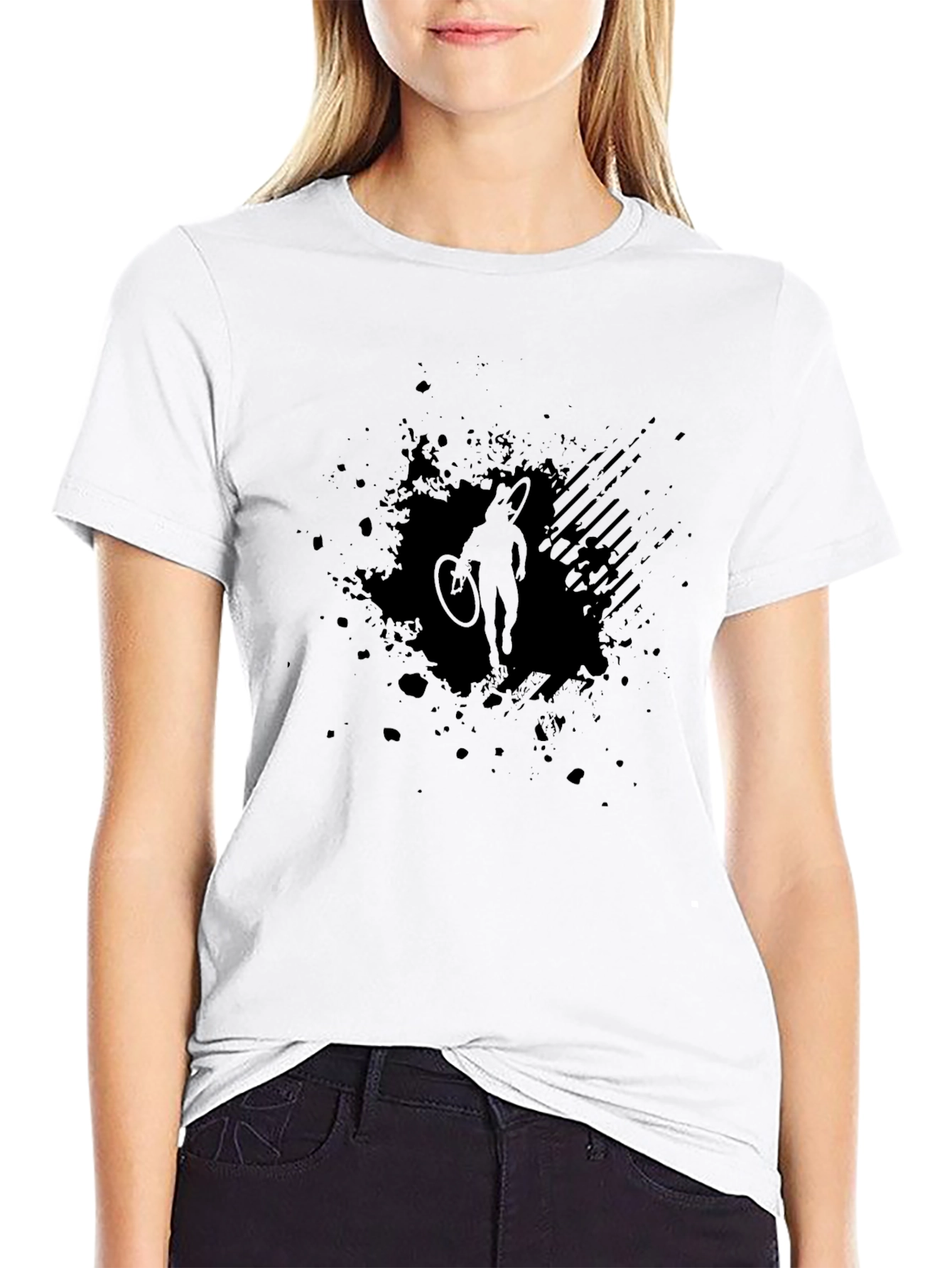Black Cycling Silhouette Graphic T-Shirt - 9