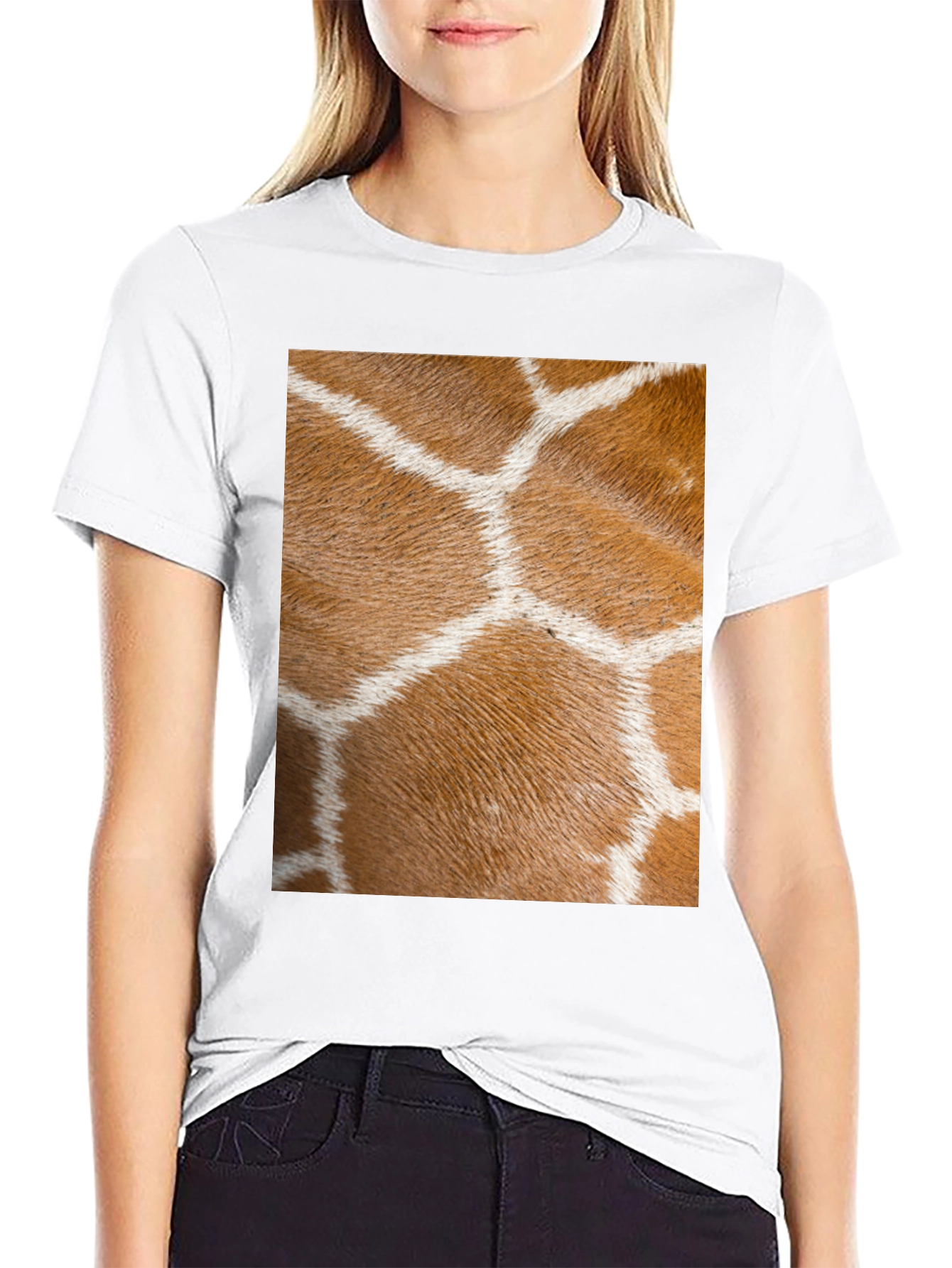 Black Giraffe Print Black T-Shirt view 9