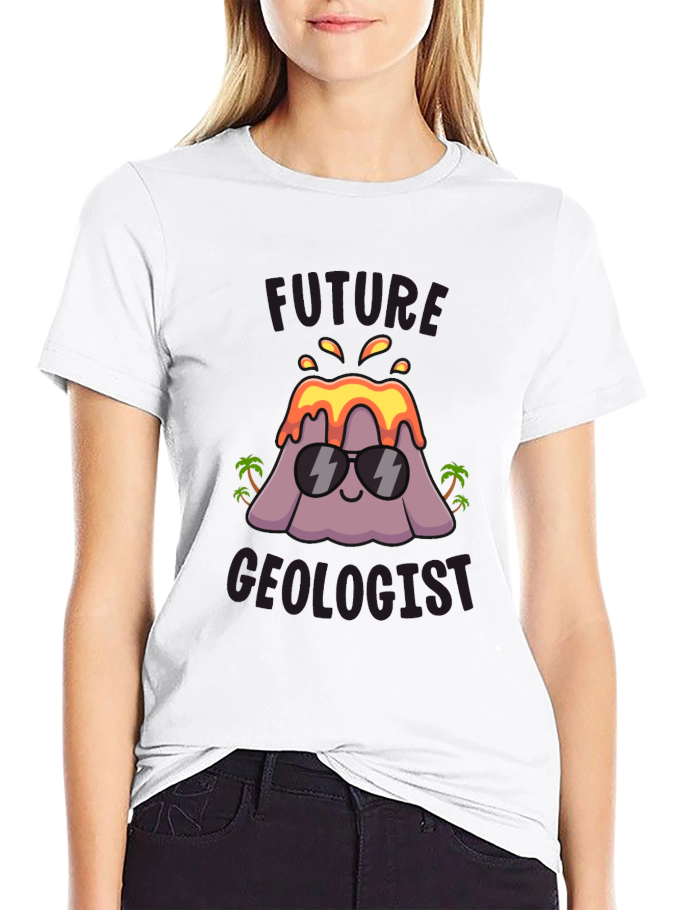 Black Future Geologist T-Shirt - Volcano Design view 9
