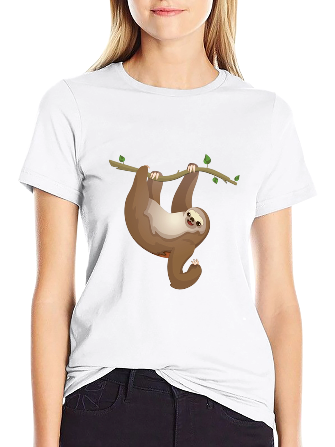 Black Sloth on Branch Graphic T-Shirt view 9