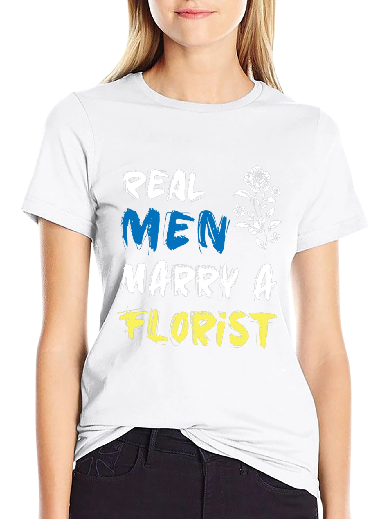 Black Real Men Marry A Florist Black T-Shirt view 9