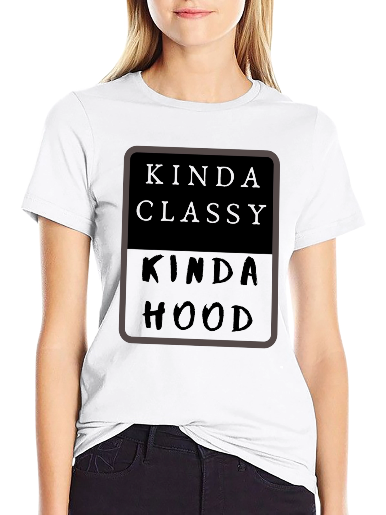 Black Kinda Classy Kinda Hood Black T-Shirt view 9