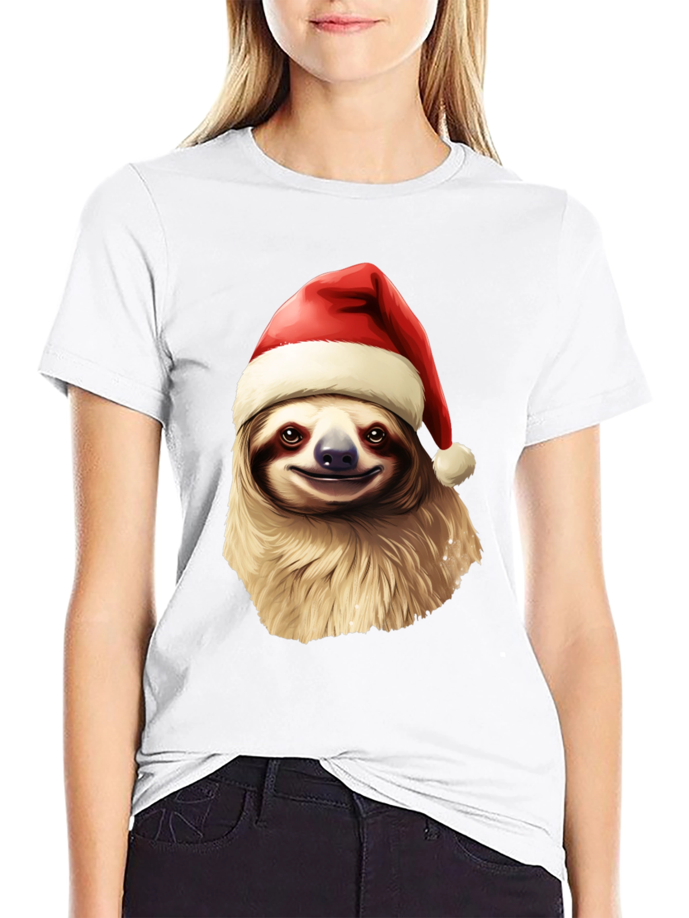 Black Festive Sloth Christmas T-Shirt - Holiday Cheer view 9