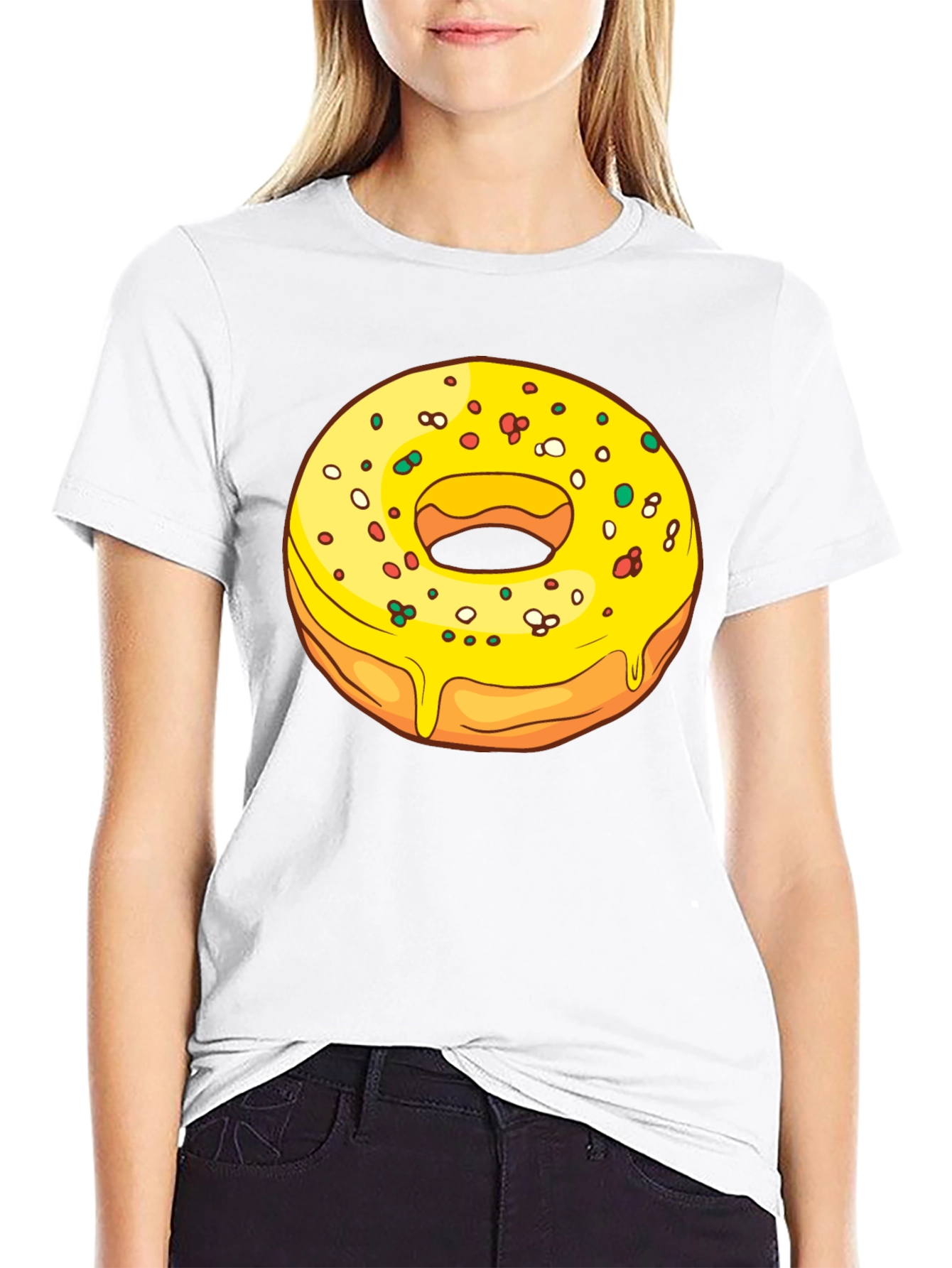 Black Donut Graphic T-Shirt - Black, Casual Wear view 9