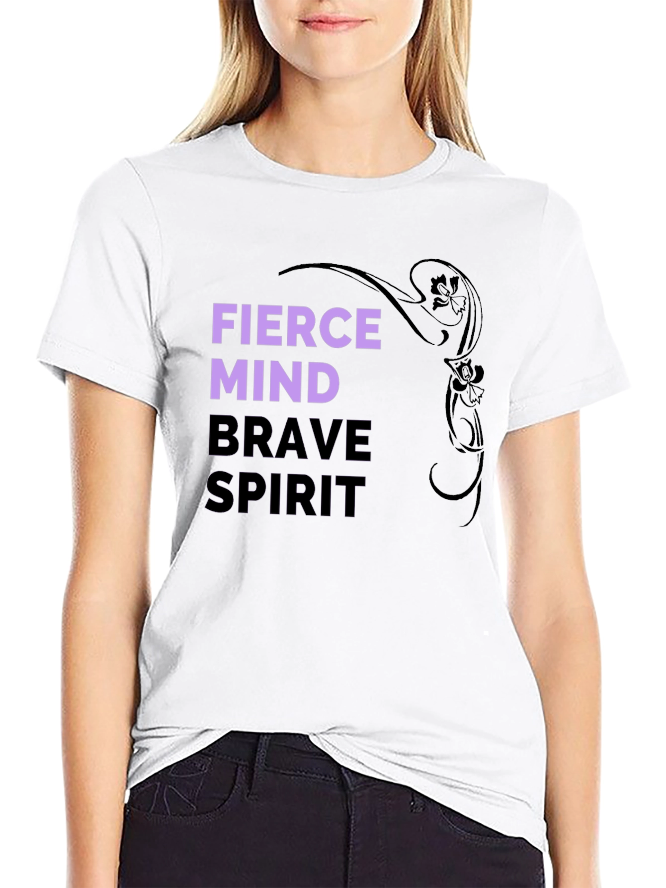 Black Fierce Mind Brave Spirit Graphic T-Shirt view 9