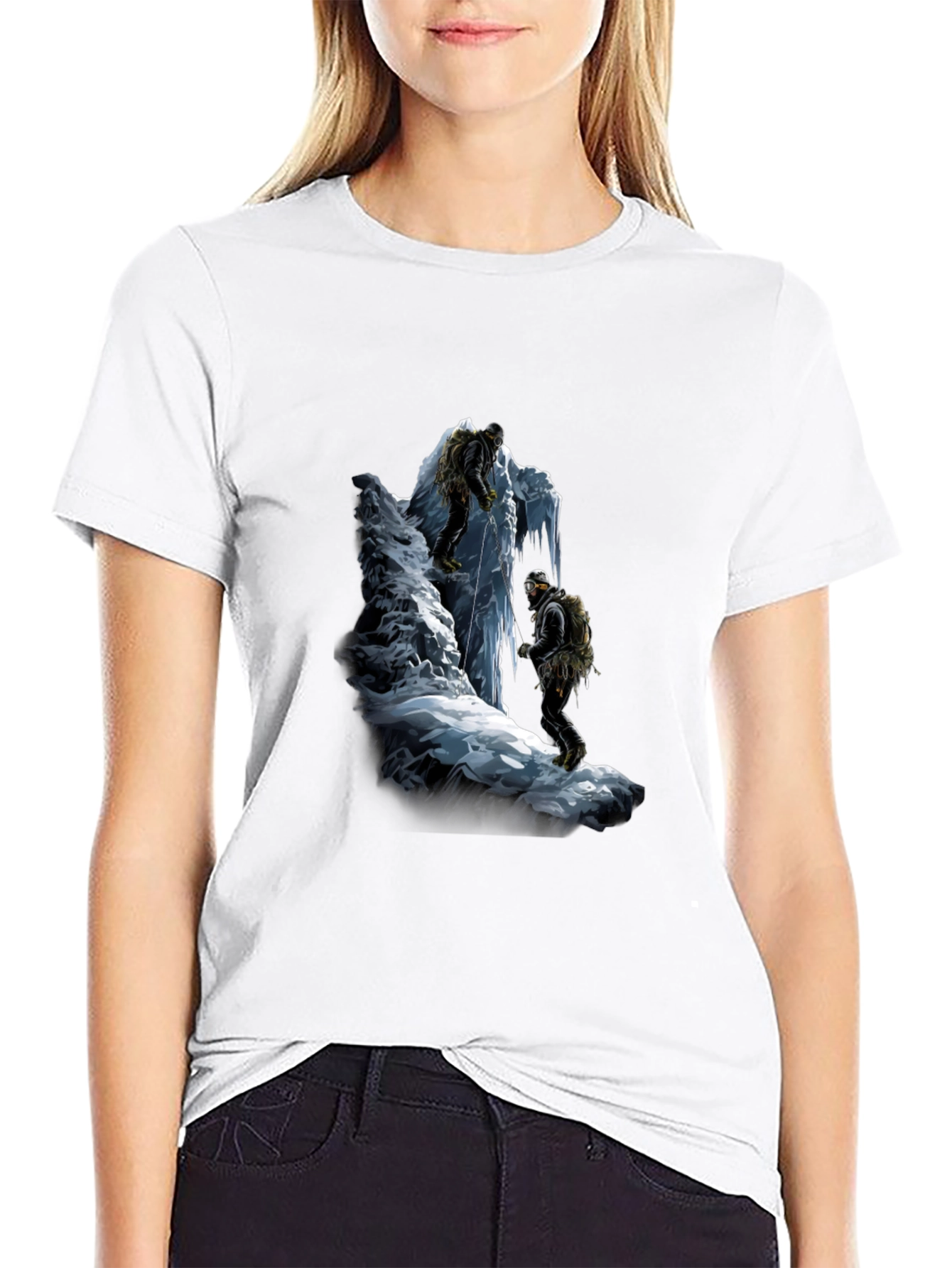 Black Mountain Climber Graphic Tee - Black Cotton T-Shirt view 9