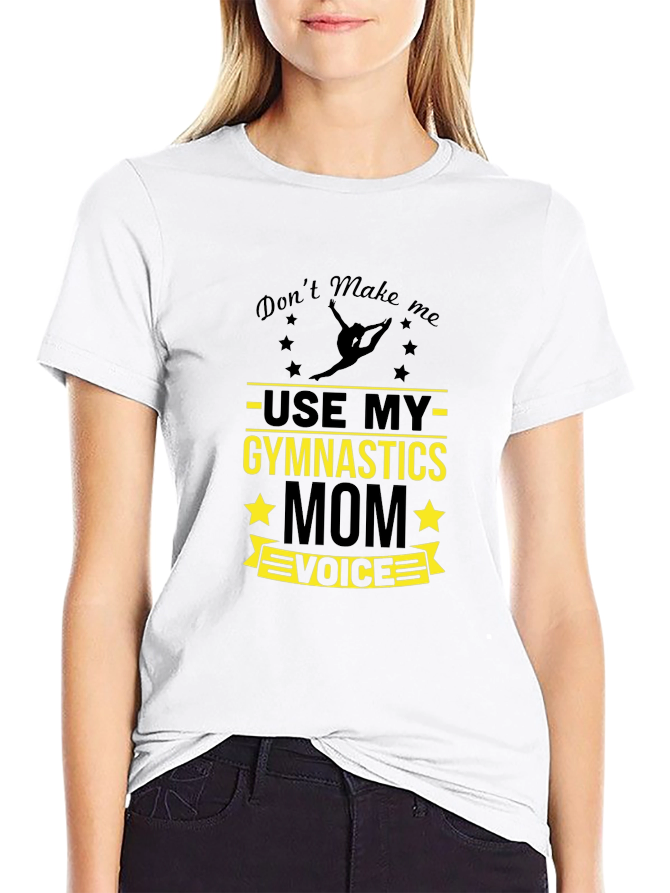 Black Gymnastics Mom Voice T-Shirt - Funny Gymnast Tee view 9