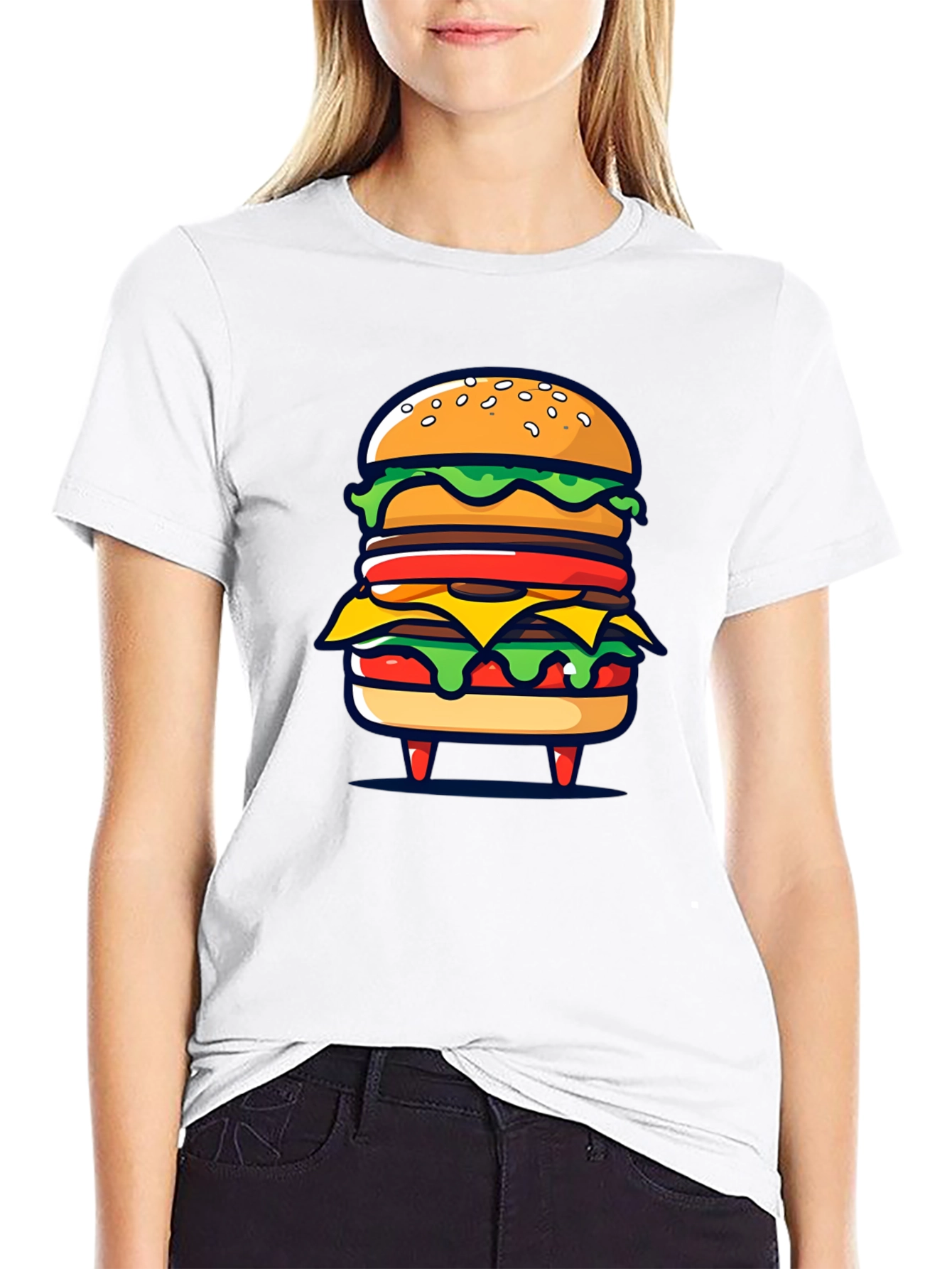 Black Burger Graphic Black T-Shirt view 9