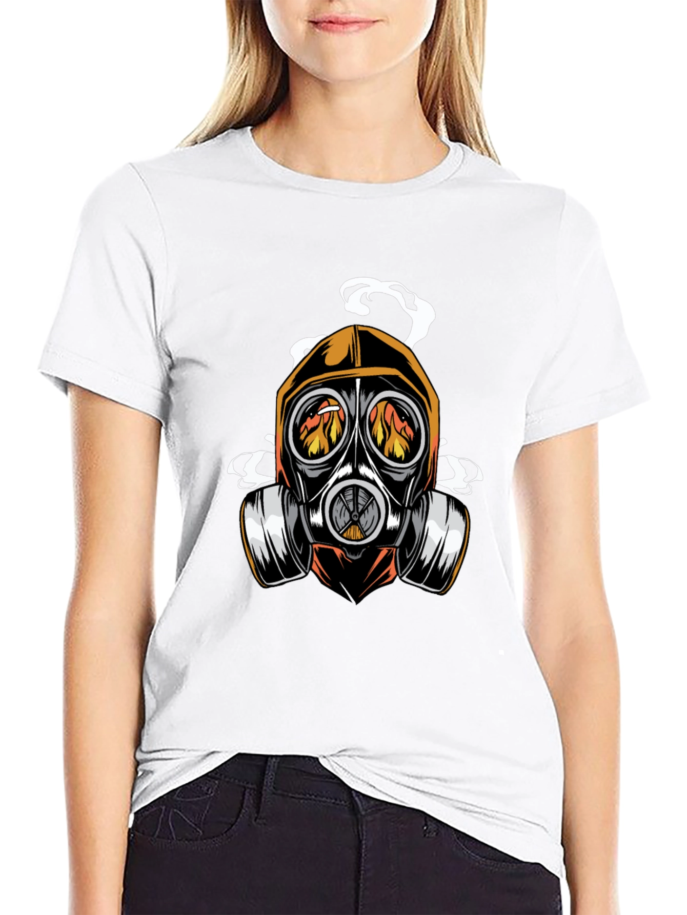 Black Gas Mask Inferno Graphic Tee - Cool, Edgy Design view 9