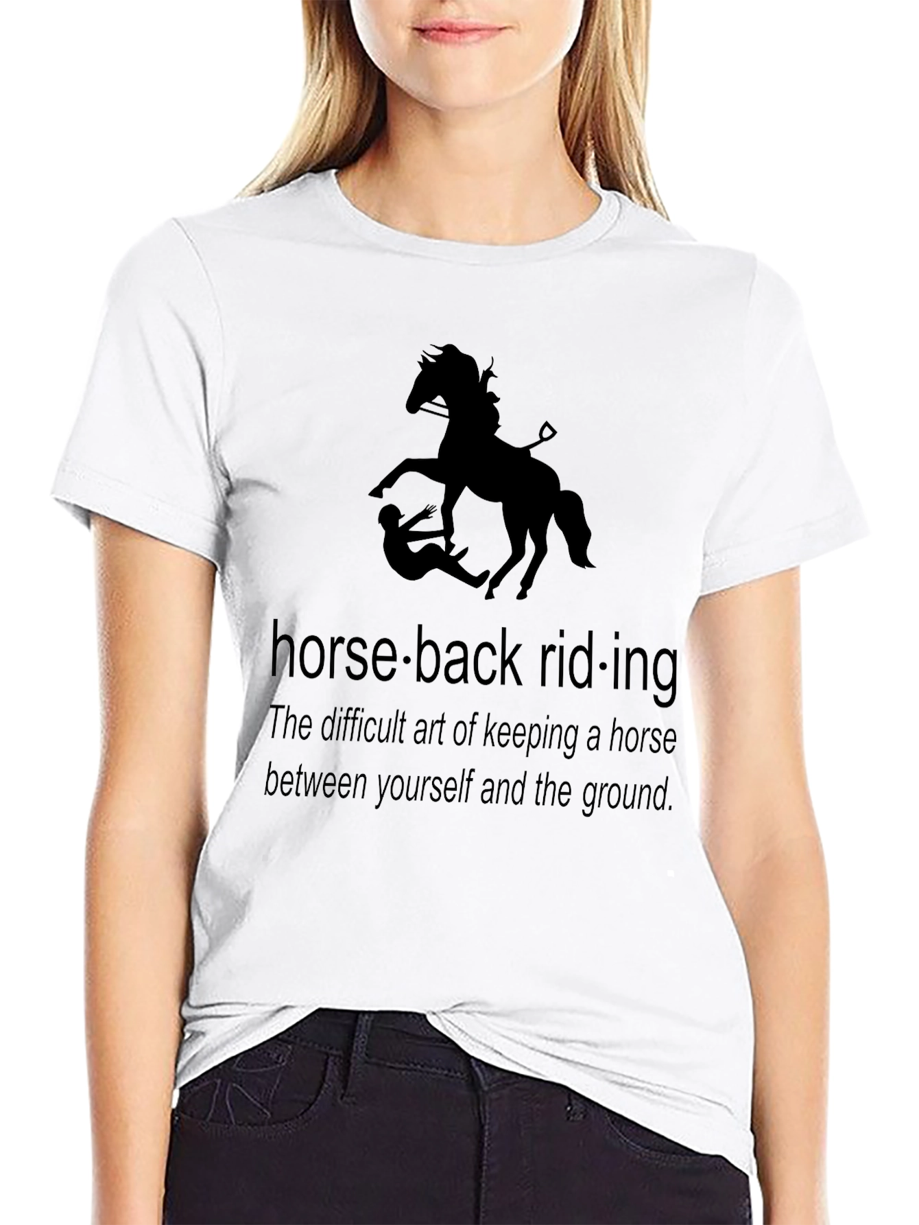 Black Horseback Riding Humor T-Shirt view 9