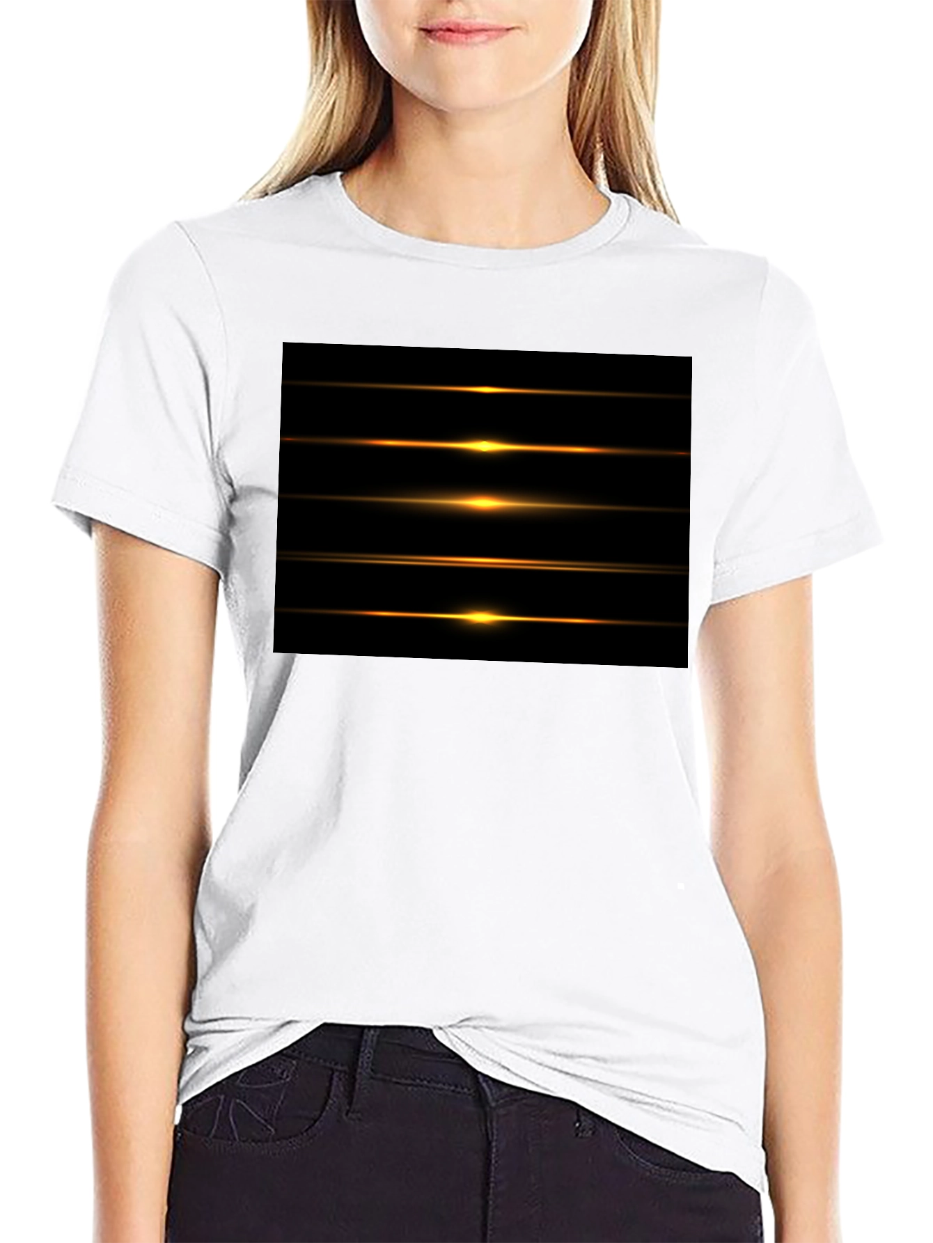 Black Men's Black Graphic Tee - Light Streak Design view 9