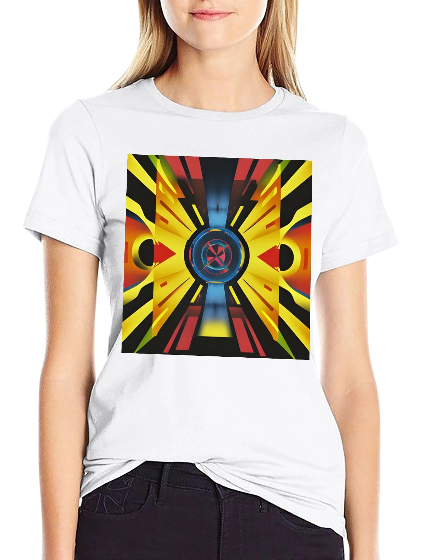 Black Abstract Geometric Graphic Print Tee view 9