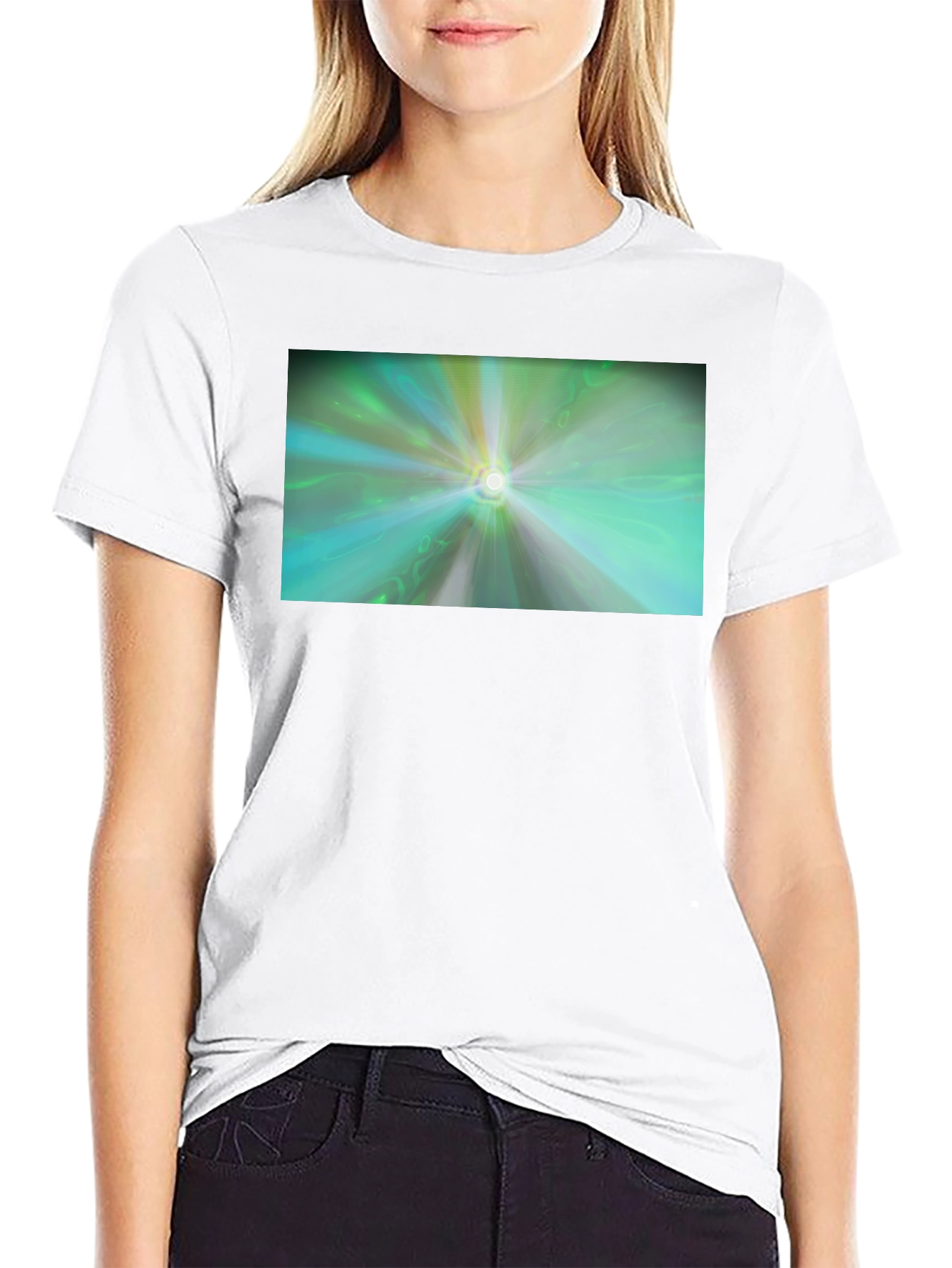 Black Abstract Light Burst T-Shirt - Black Cotton Blend view 9