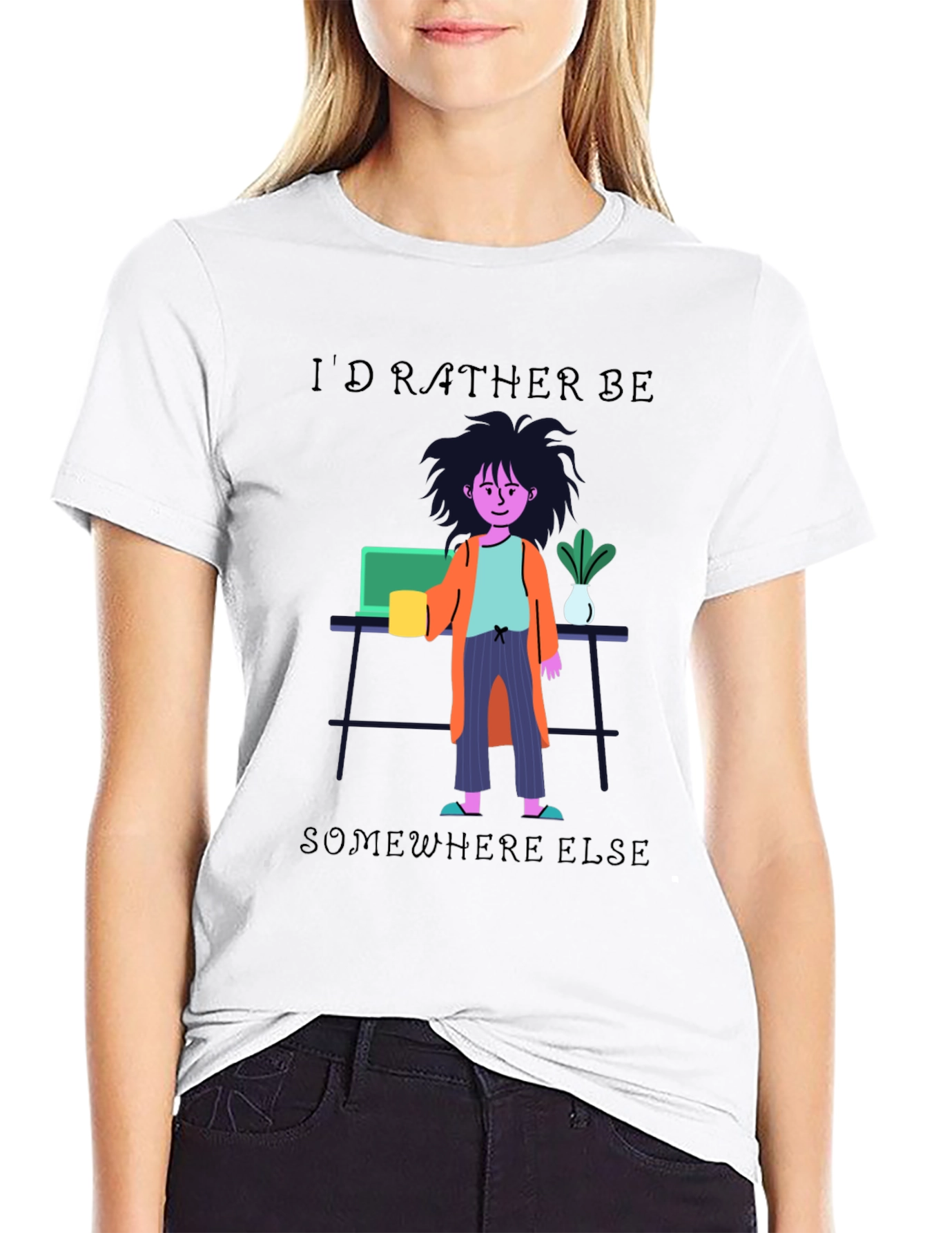 Black I'd Rather Be Elsewhere T-Shirt view 9