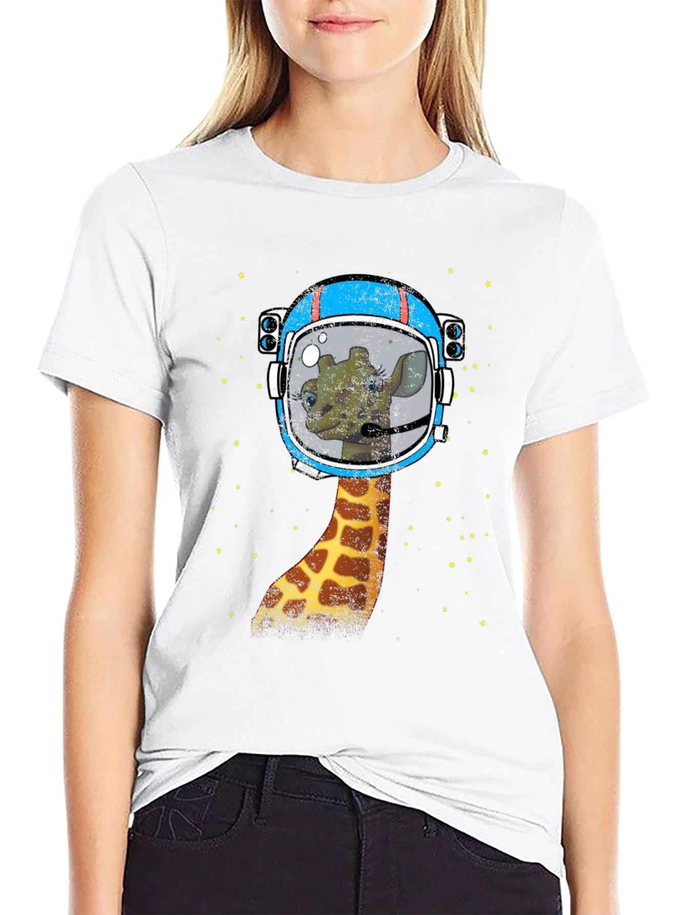 Black Giraffe Astronaut Graphic T-Shirt - Space Explorer view 9