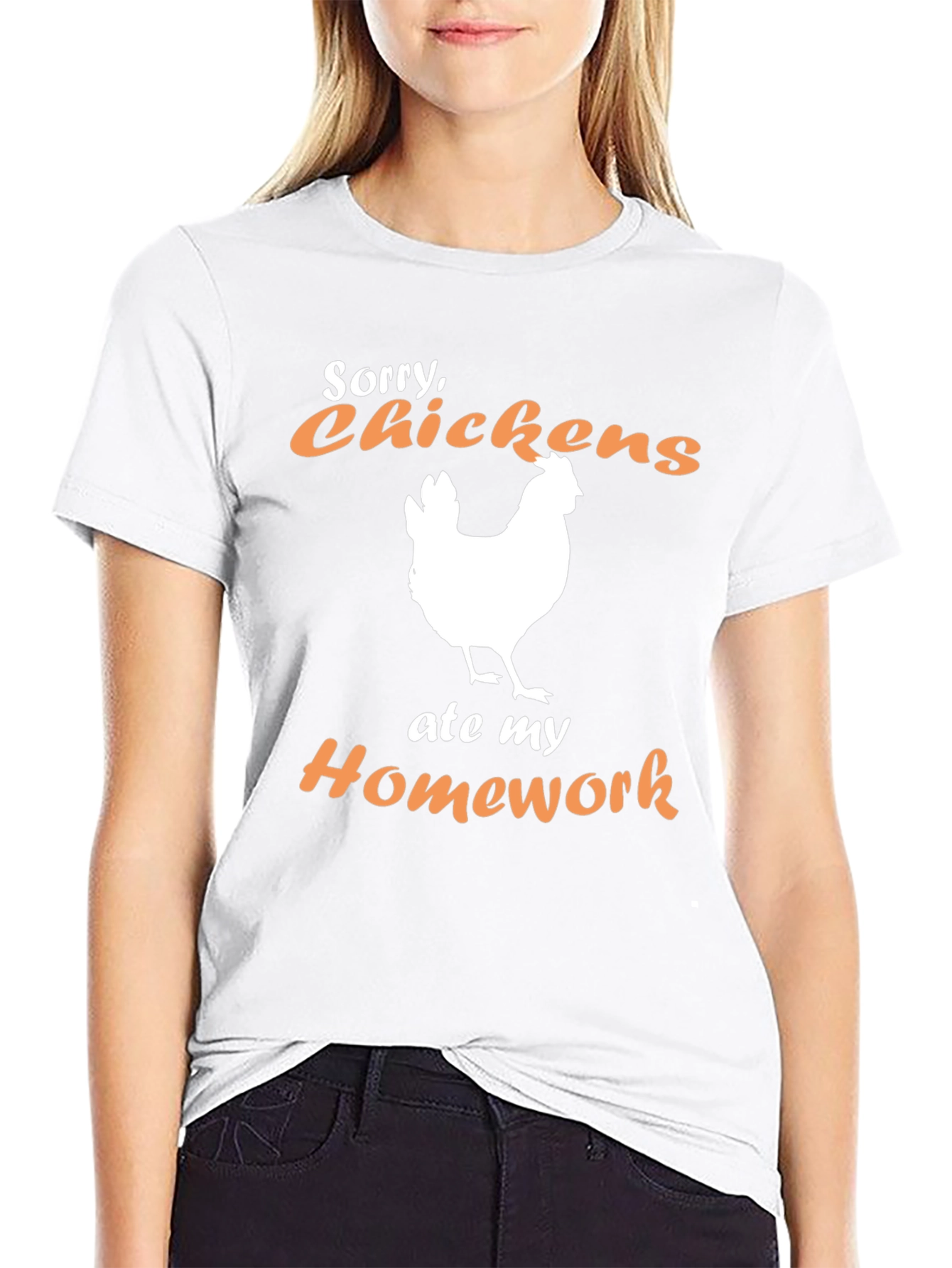 Black Funny Chicken Ate My Homework Graphic T-Shirt view 9