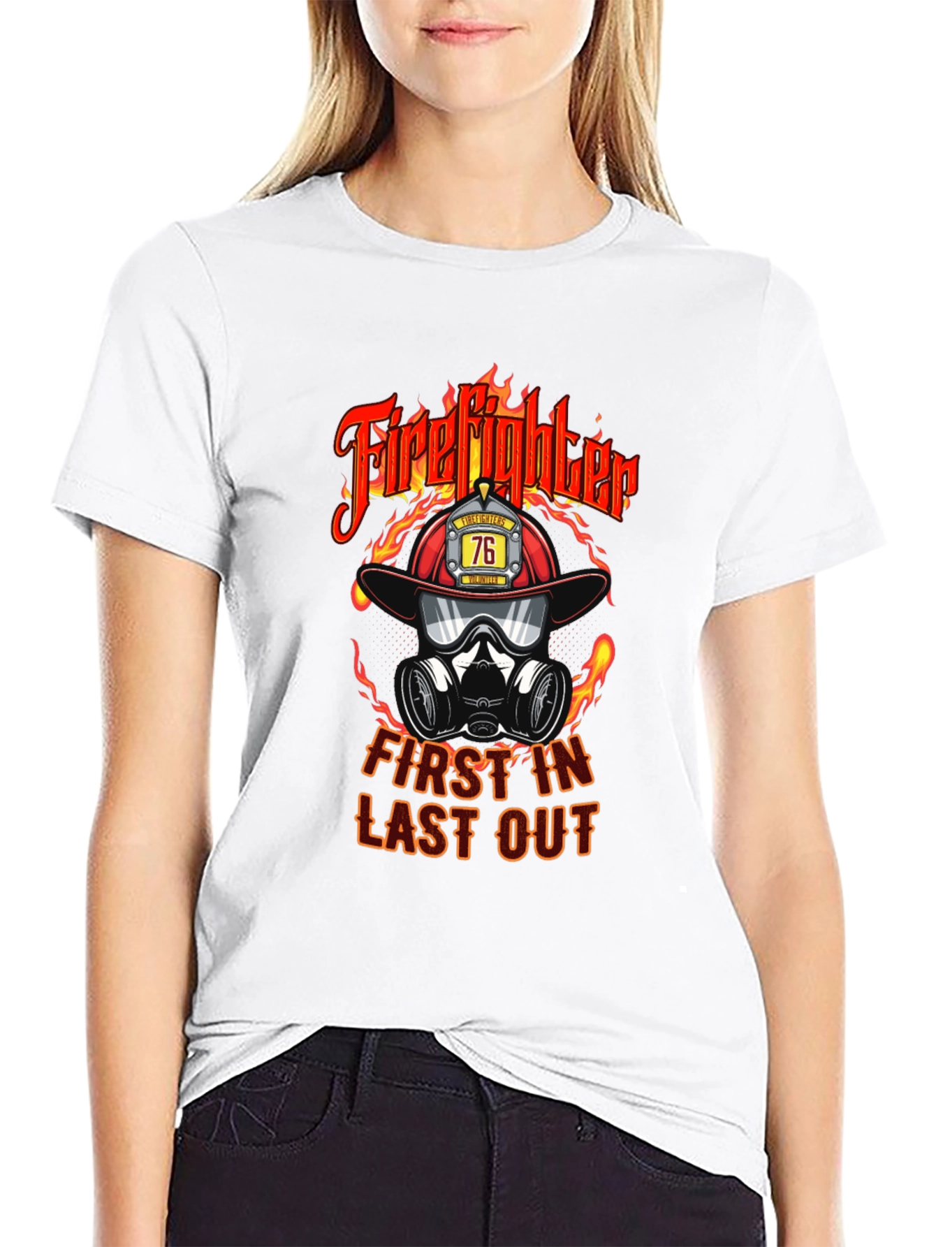 Black Firefighter First In Last Out Graphic T-Shirt view 9