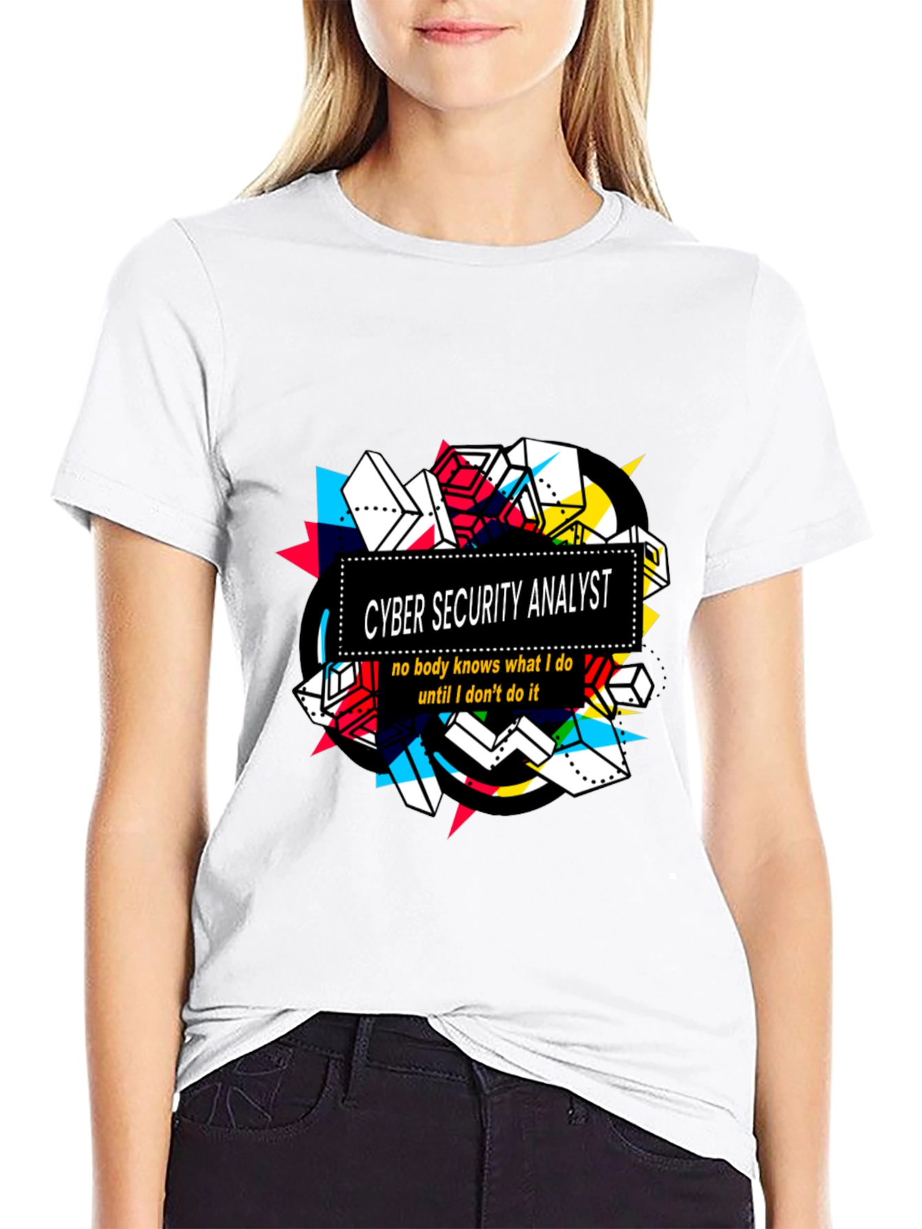 Black Cyber Security Analyst Graphic T-Shirt view 9