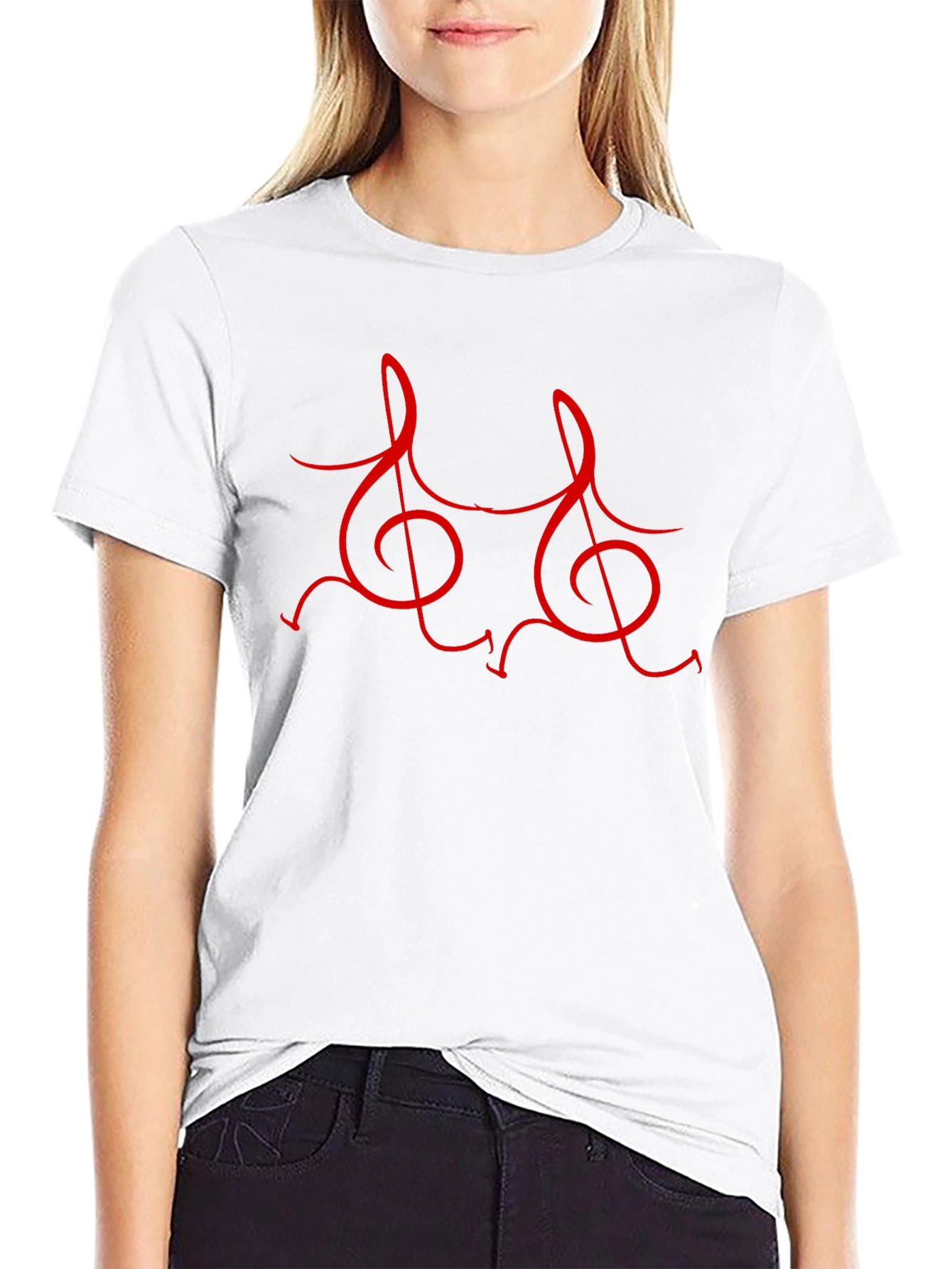 Black Music Note Treble Clef Graphic Tee - Black view 9