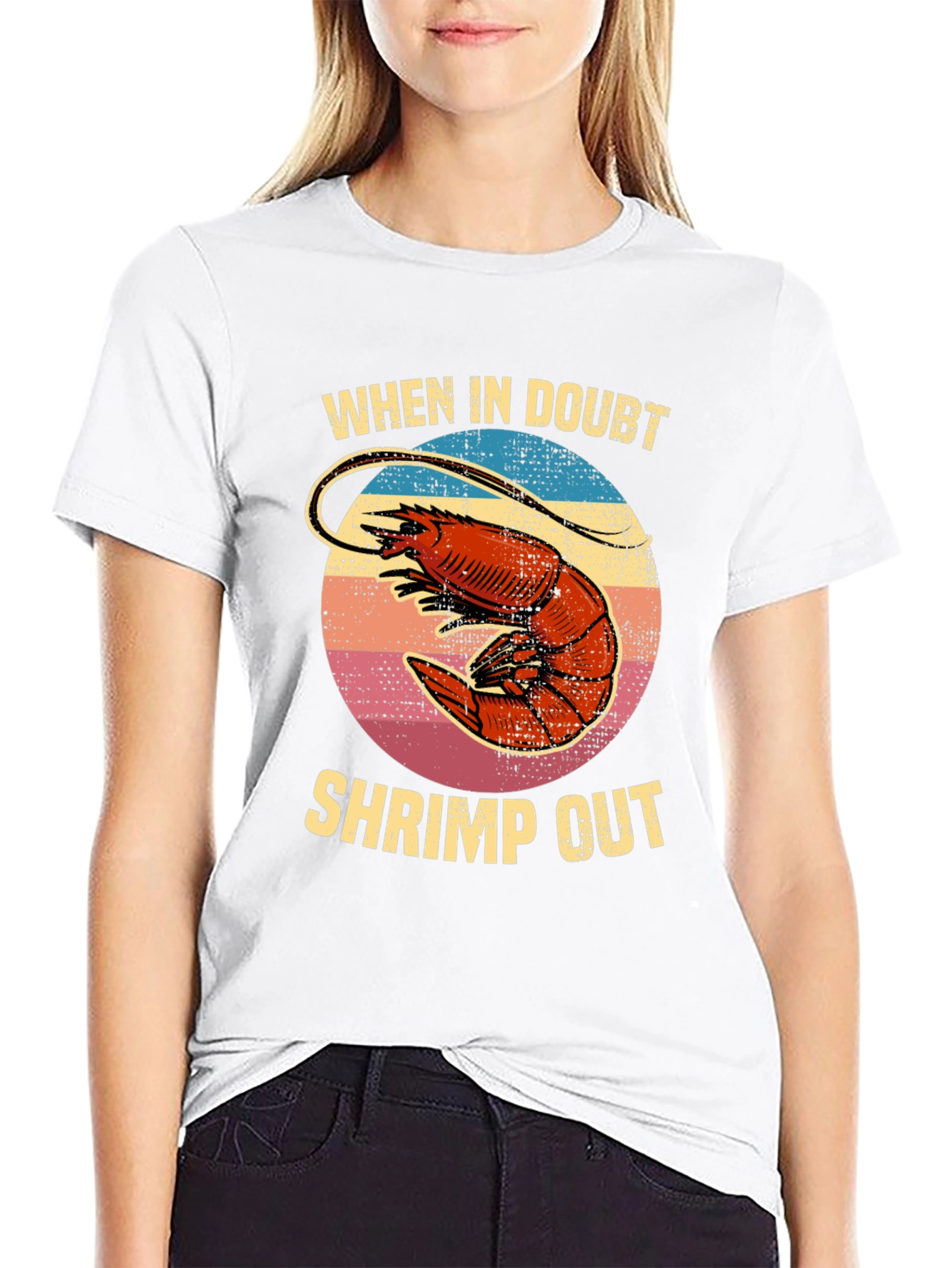Black Shrimp Out T-Shirt - Funny Seafood Graphic Tee view 9