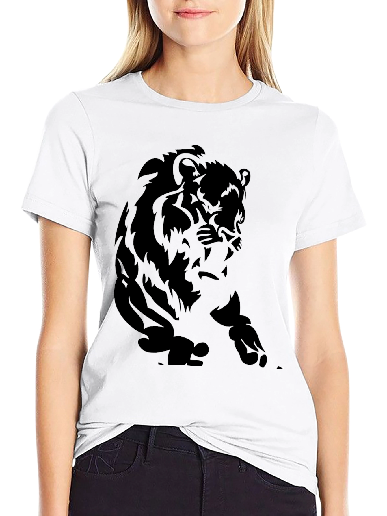 Black Black Lion Graphic Tee - Men's Stylish Short Sleeve Shirt view 9