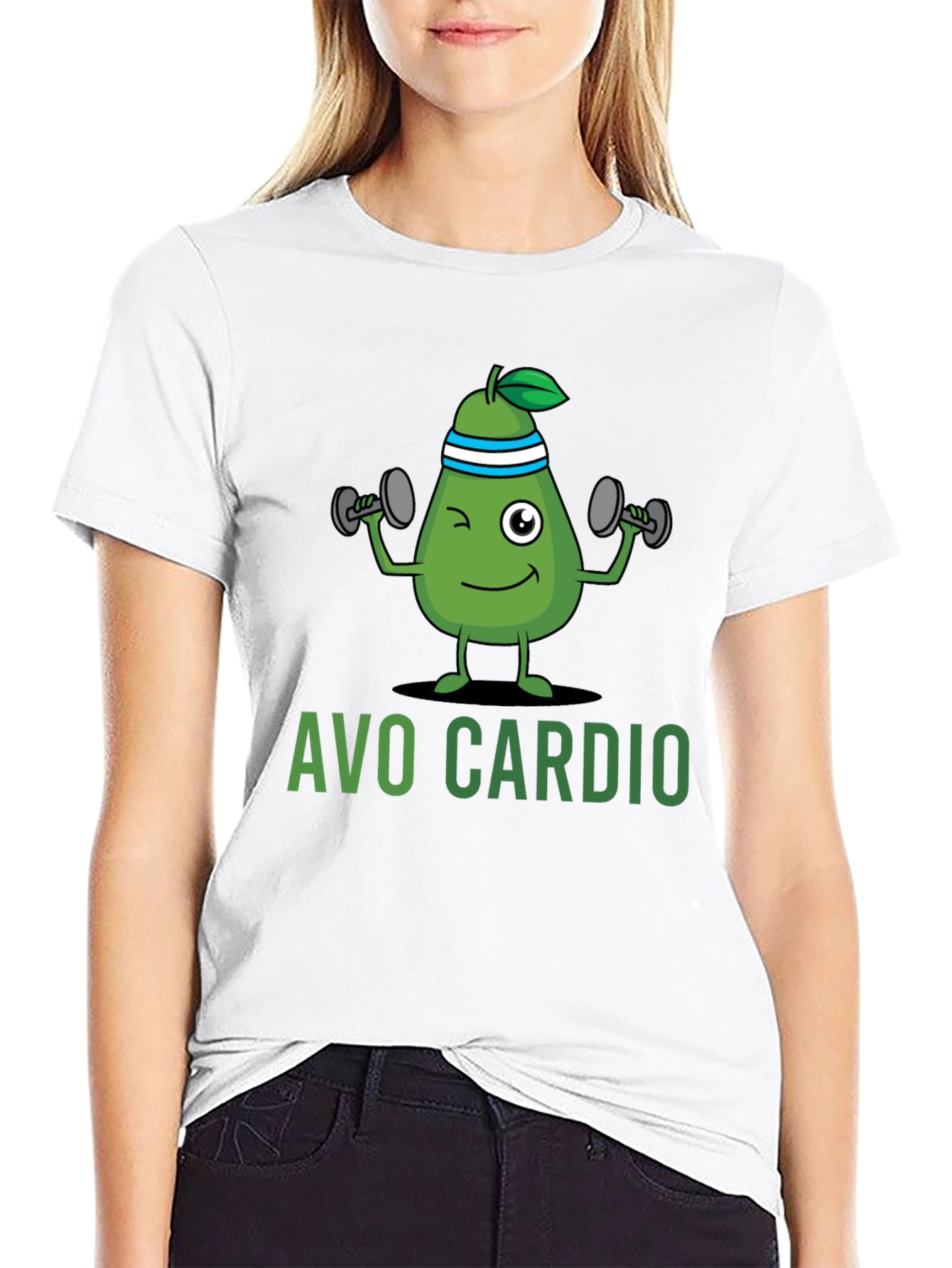 Black Avo Cardio Black T-Shirt - Workout Avocado Design view 9