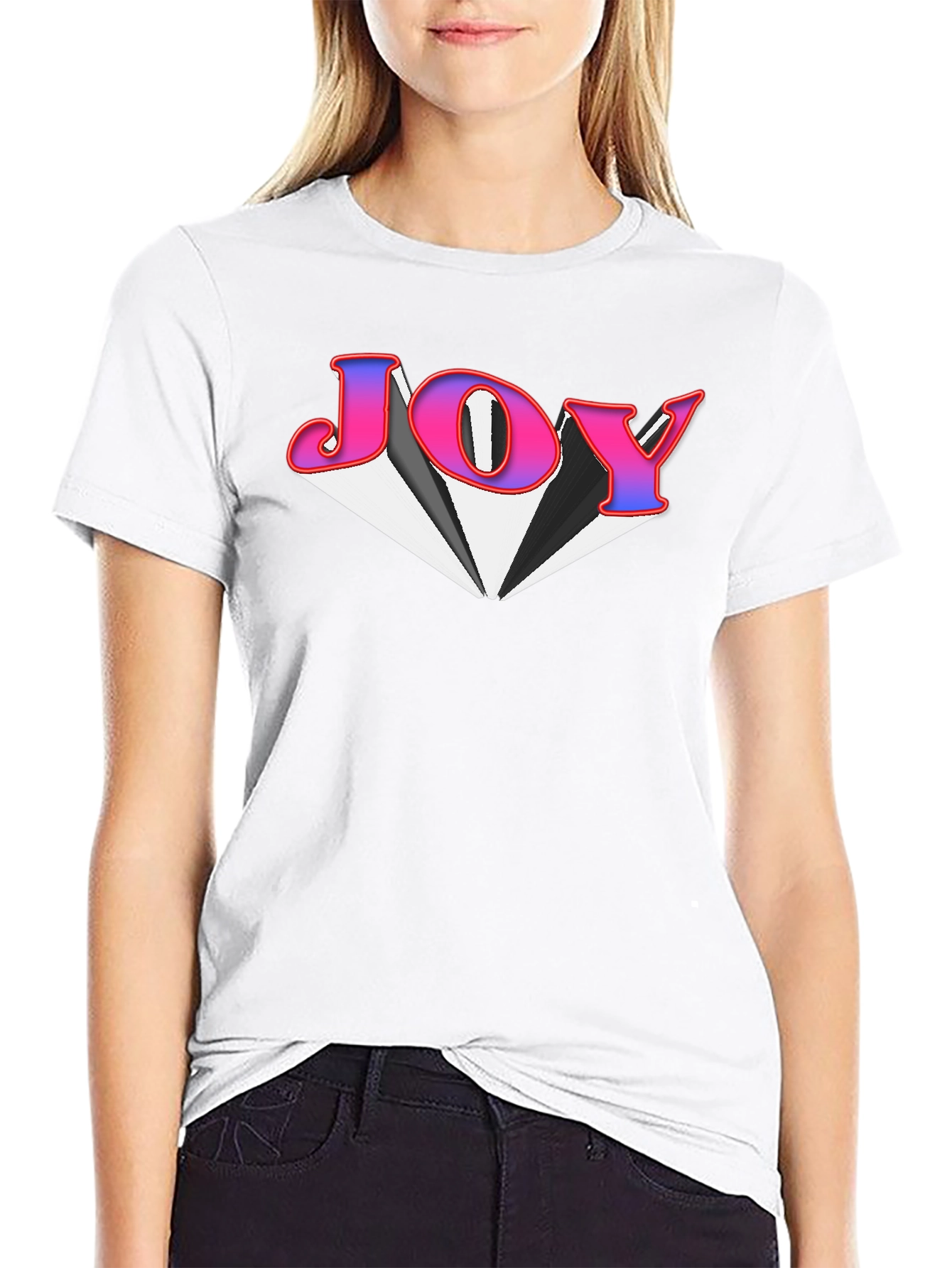 Black Joy Graphic Tee - Black Cotton Blend T-Shirt view 9